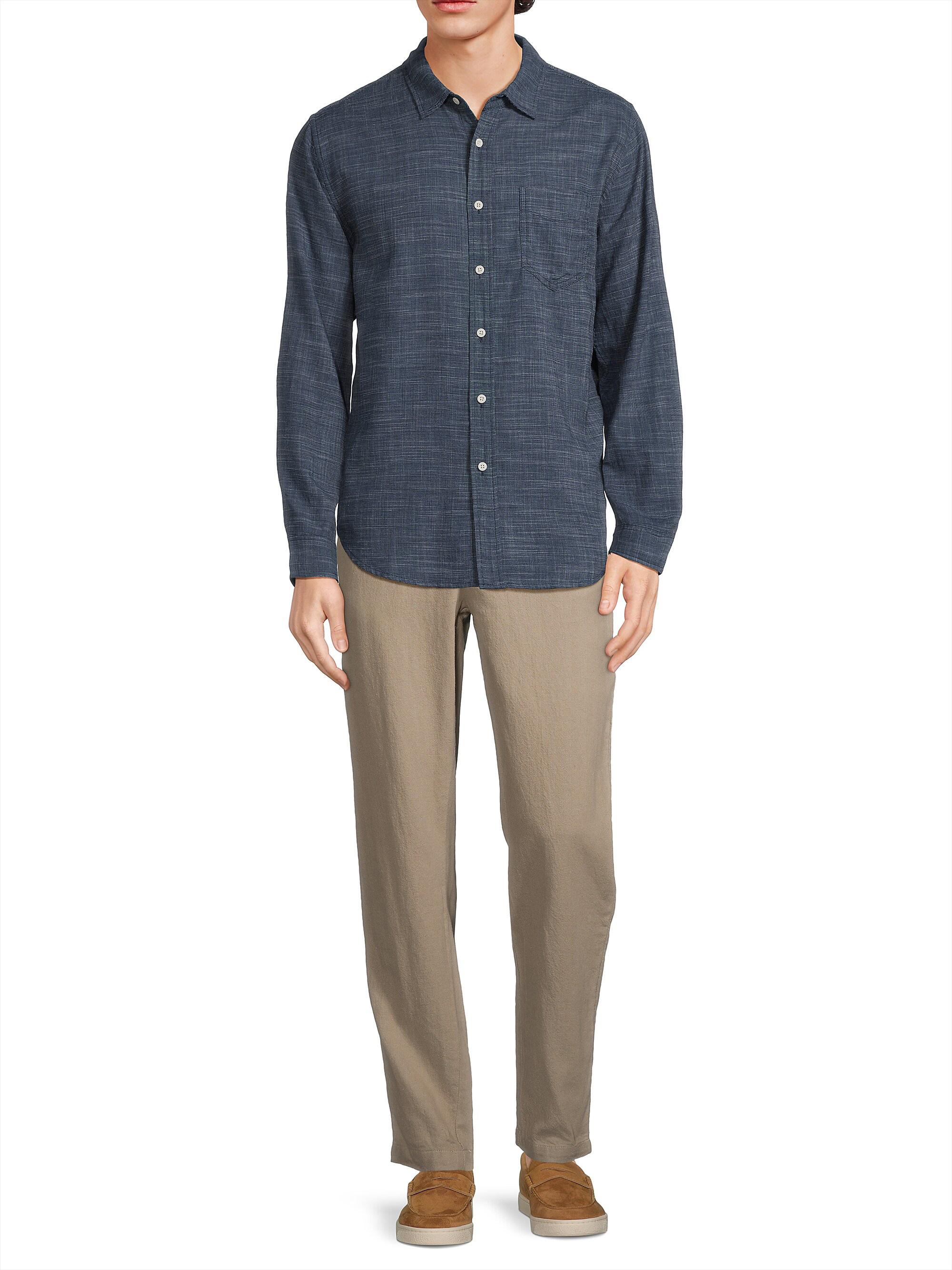 Rails Men's Wyatt Button-Up Shirt - Navy Etch - back view in Navy etch