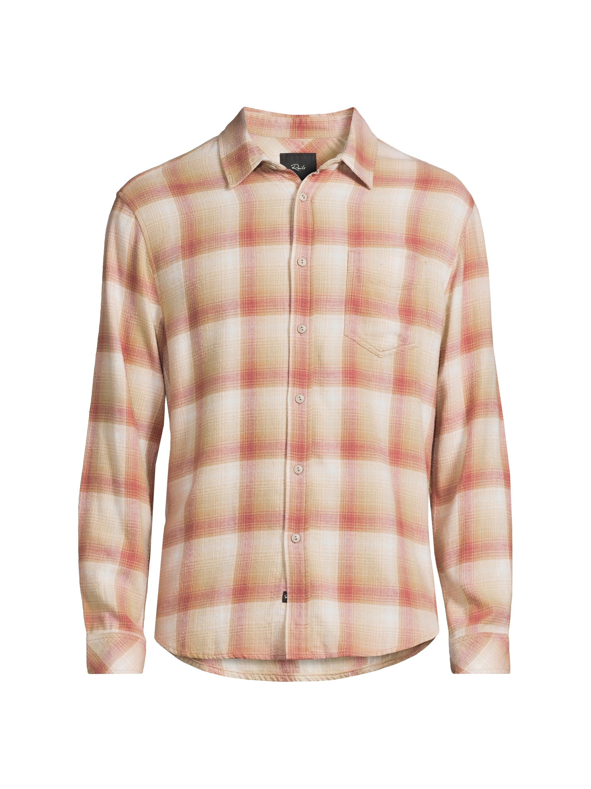 Rails Men's Lennox Check Cotton-Blend Long-Sleeve Shirt - Cranberry Finch