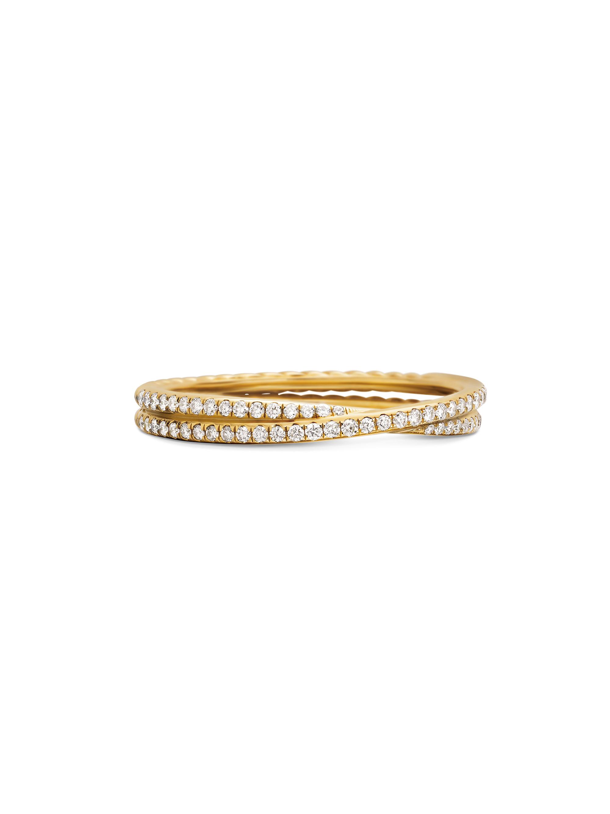 David Yurman Women's DY Crossover Micro Pavé Band Ring in 18K Yellow Gold - Diamond