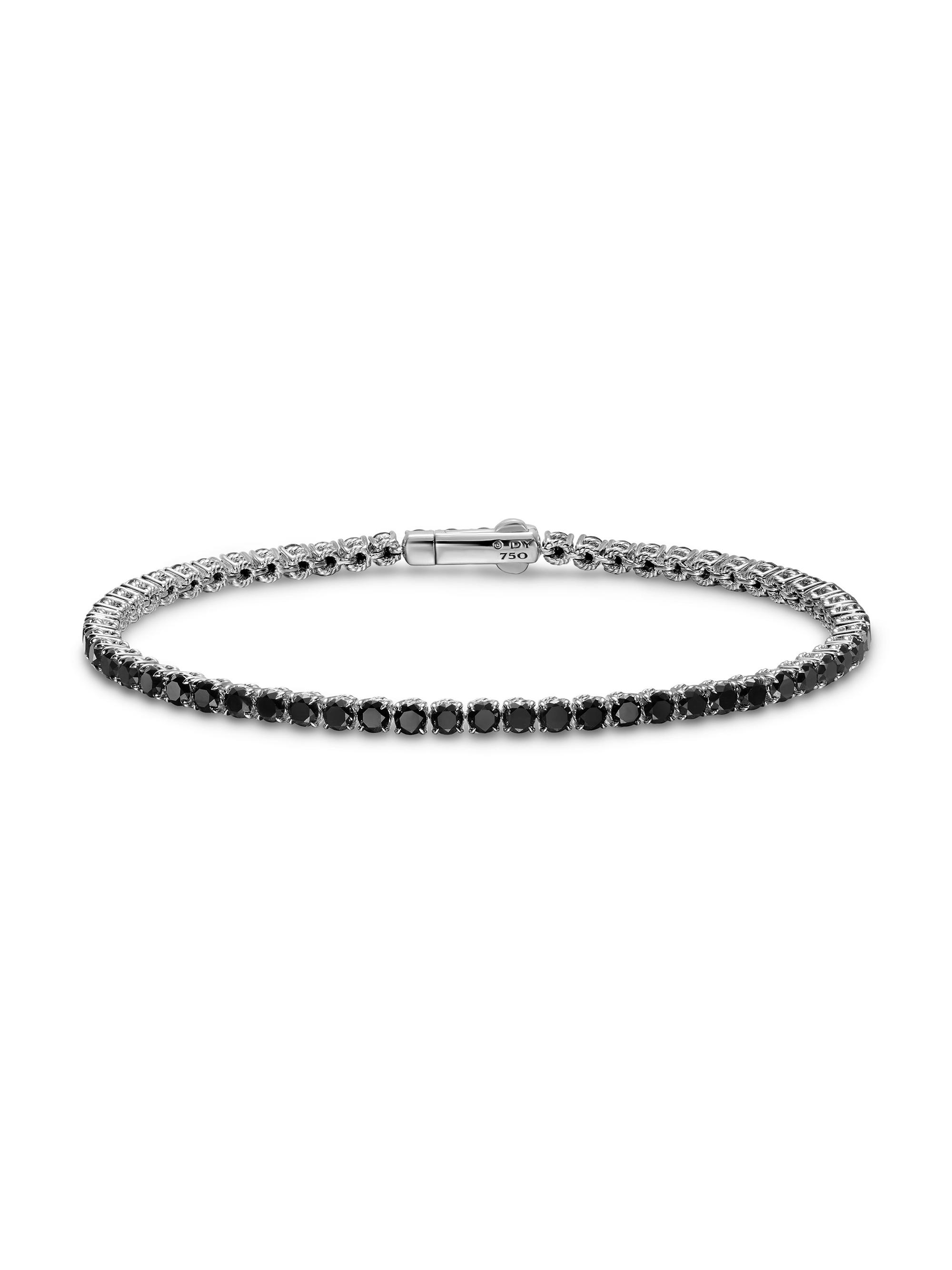David Yurman Men's Tennis Bracelet in 18K White Gold - Black Diamond