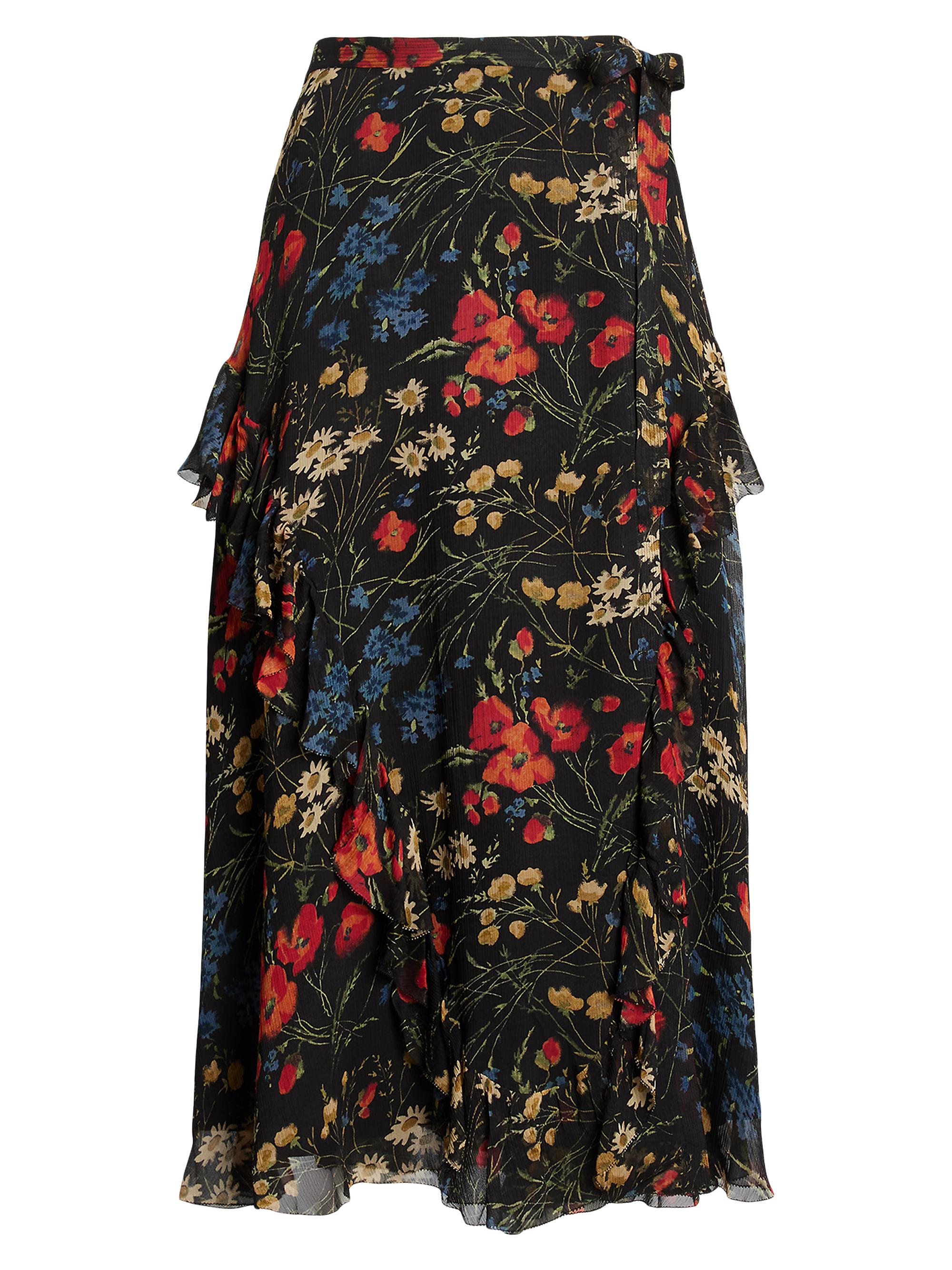 Polo Ralph Lauren Women's Floral Ruffle-Trim Georgette Wrap Skirt - Midnight Garden