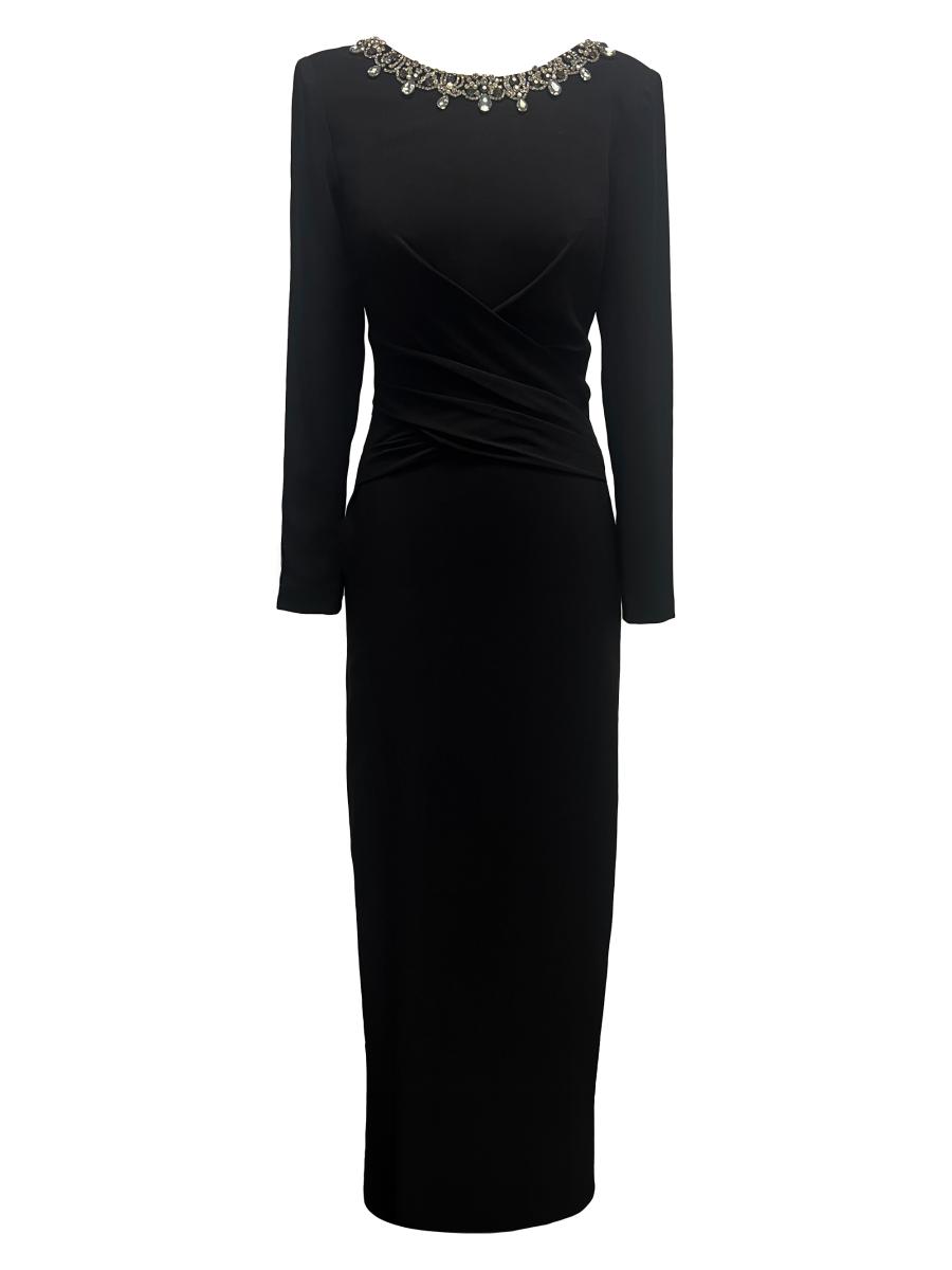 関税込【Rotate】Dawnana embellished puff-sleeve gown Dawnana embellished puff-sleeve gown in black - Rotate