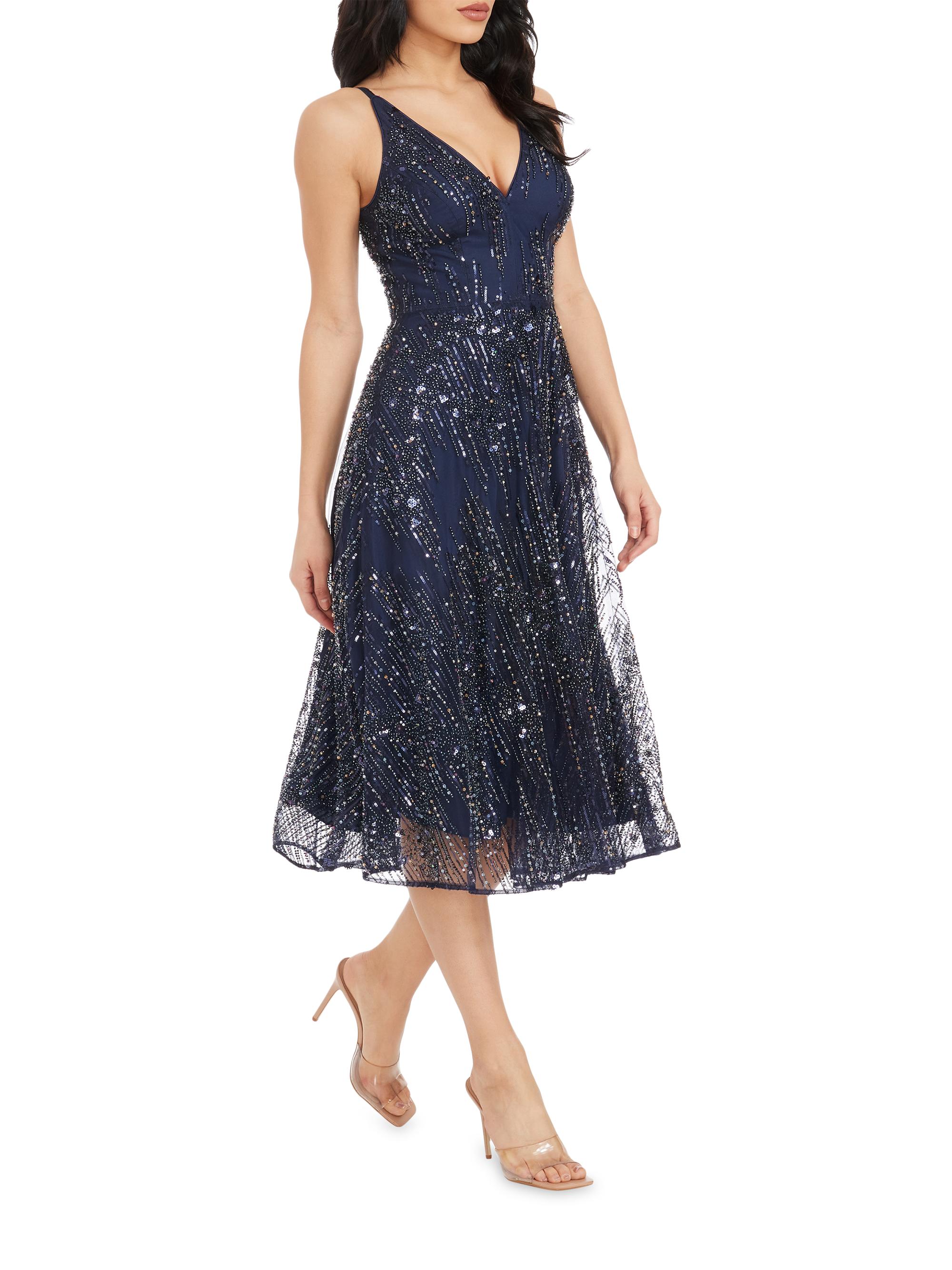 Dress The Population Elisa Embellished Fit-And-Flare Dress | Saks