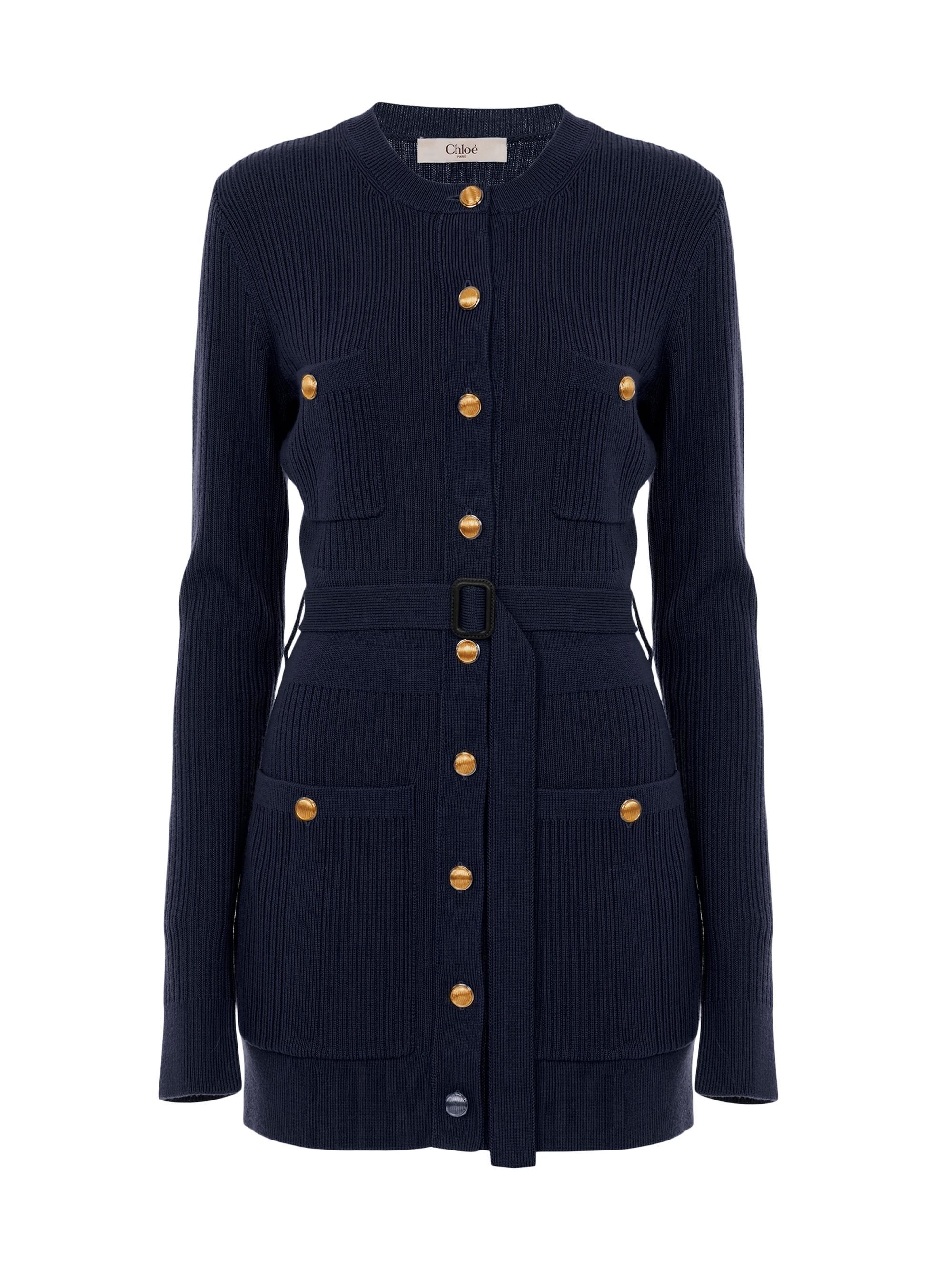 Chloé Women's Wool-Blend Button-Front Minidress - Navy