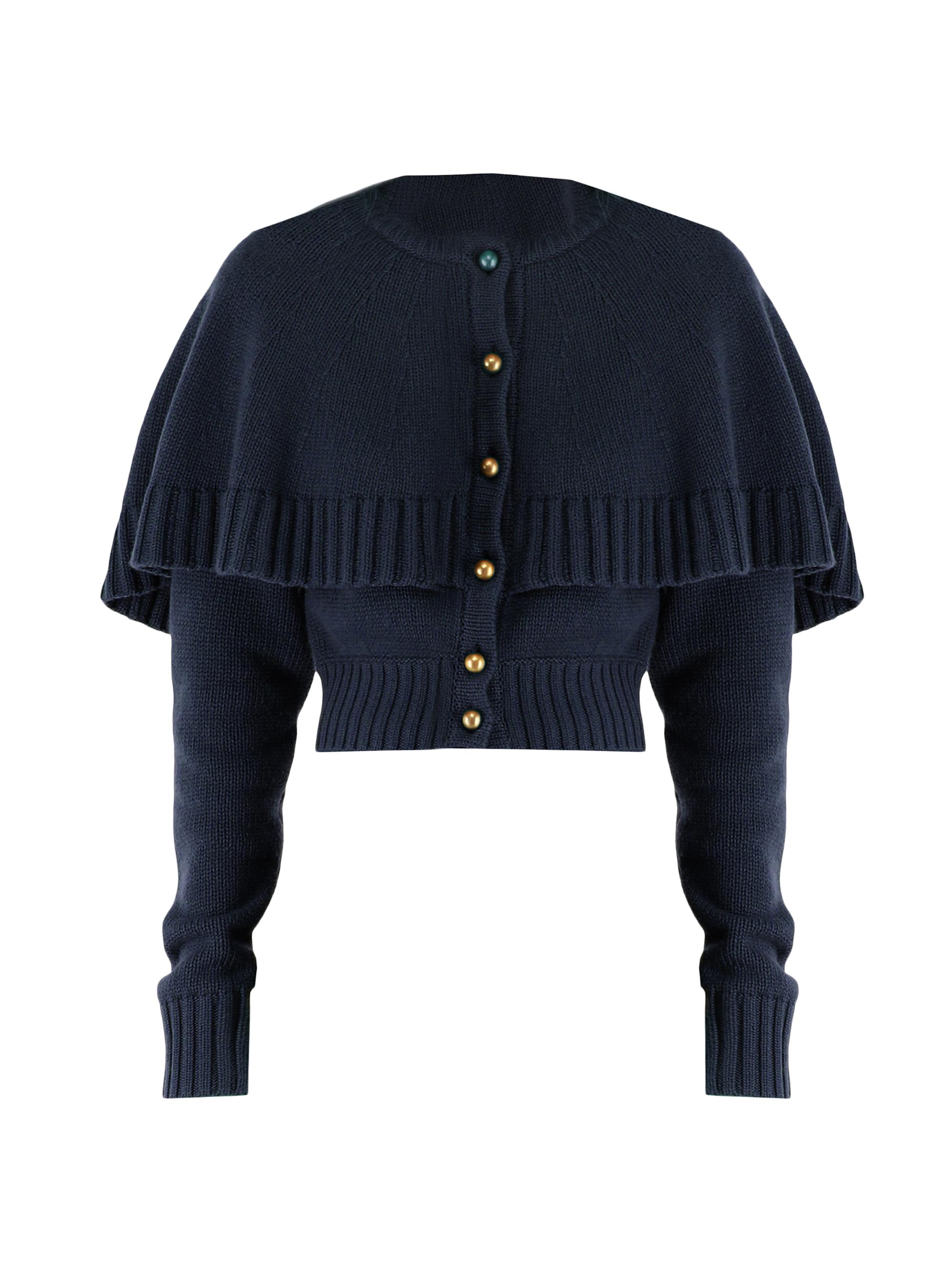 Chloé Women's Wool-Cashmere Cape Sweater - Classic Navy