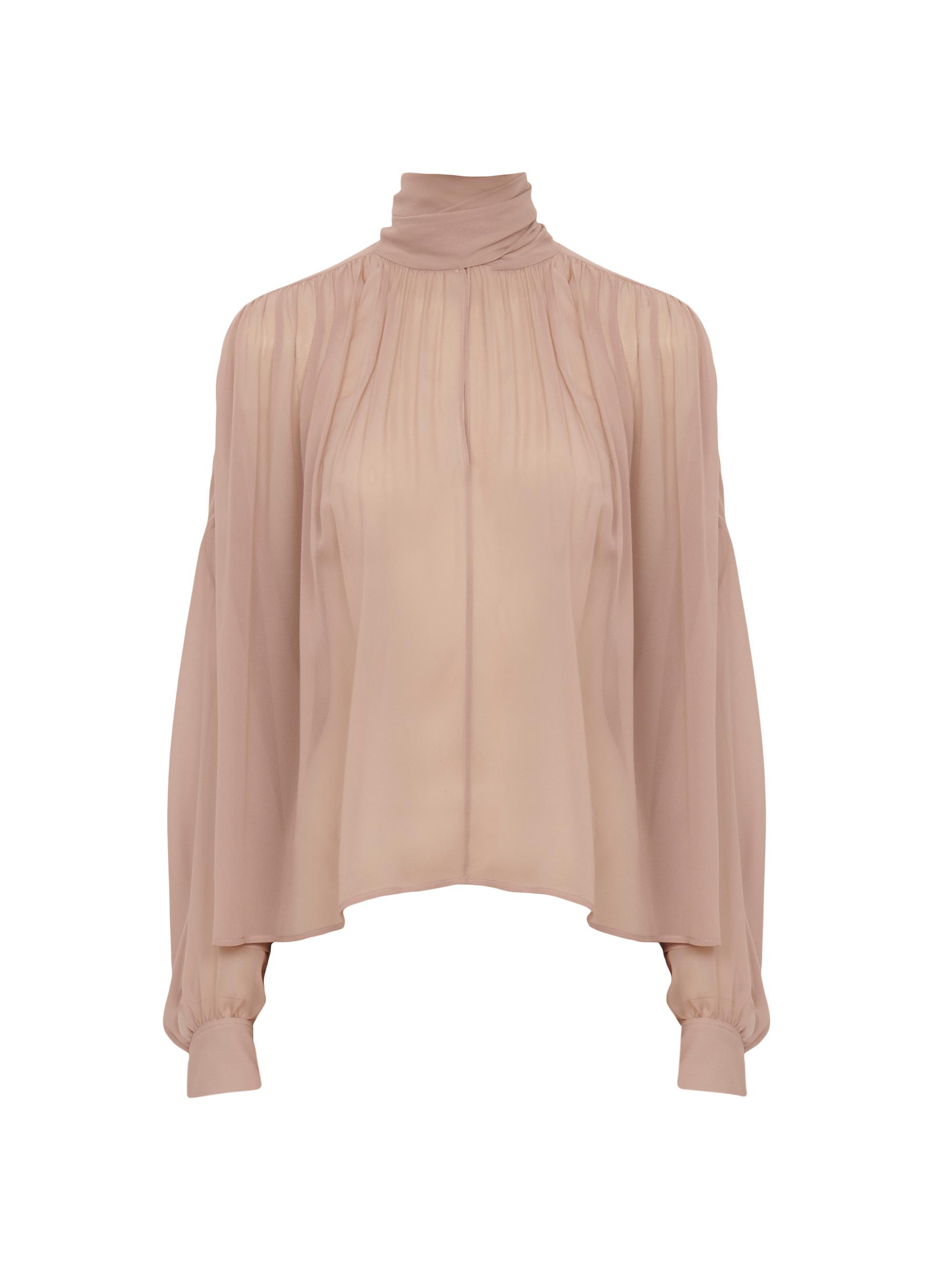 Chloé Women's Shirred Silk Top - Dusty Beige