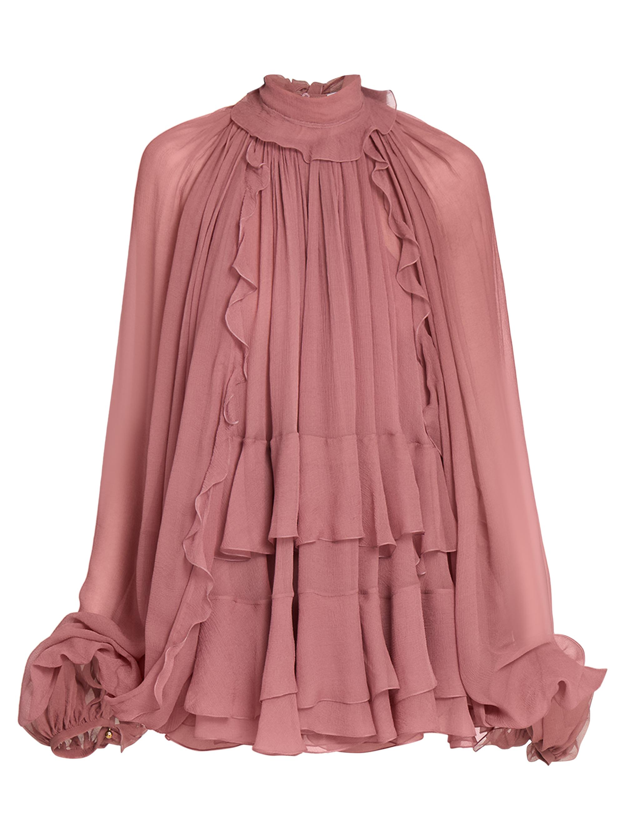 Chloé Women's Ruffled Silk Minidress - Woodrose