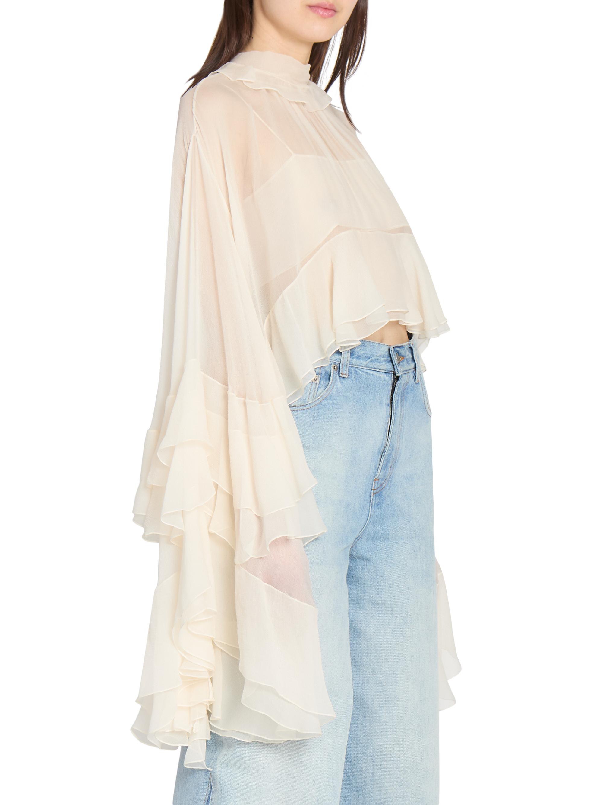 Chloé Draped-Sleeve Silk Top | Saks Fifth Avenue