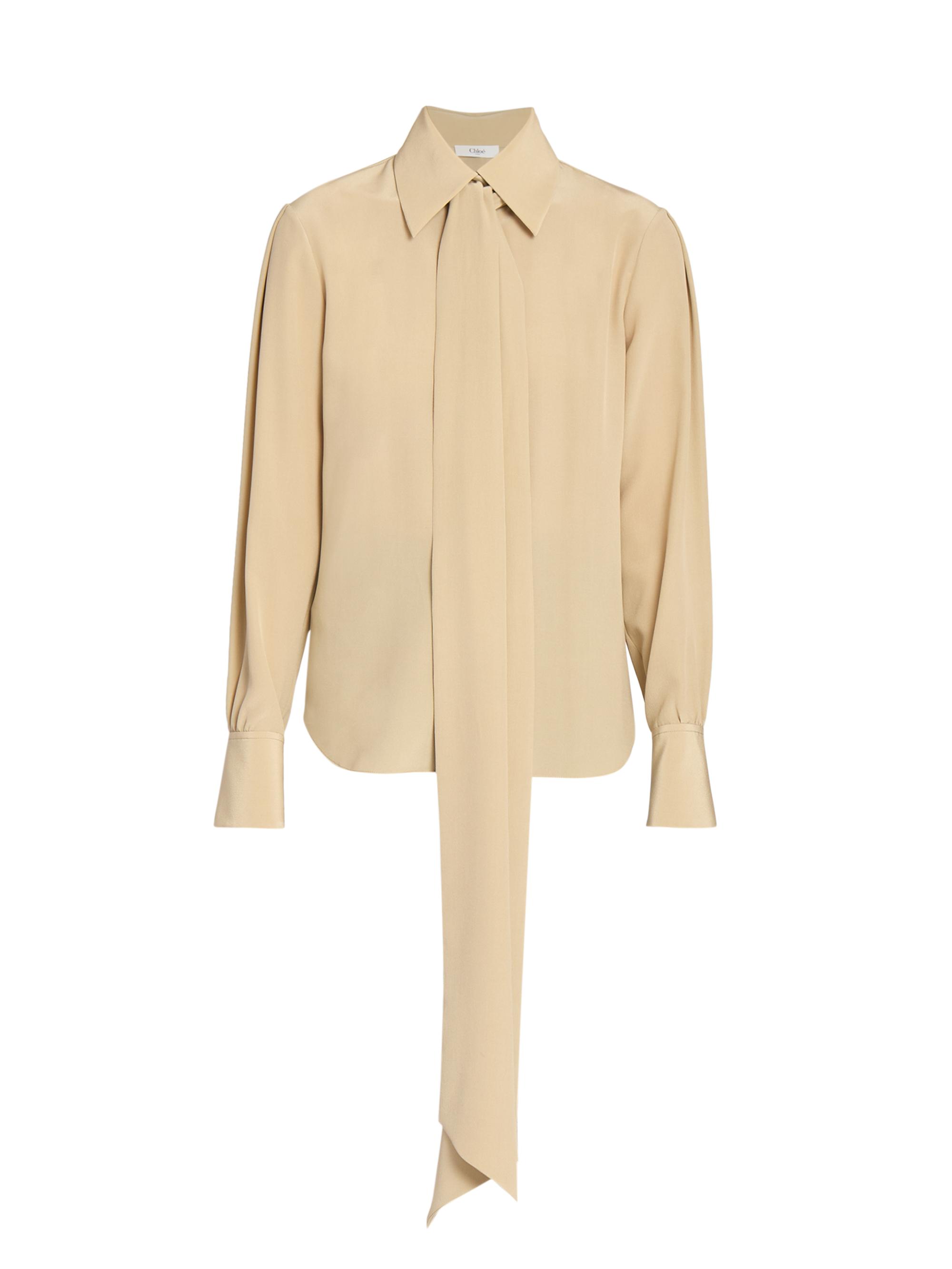 Chloé Women's Tieneck Silk Blouse - Golden Hemp