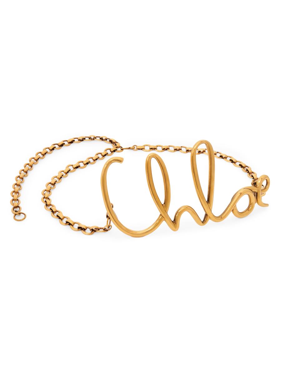 Chloé Women's Script Logo Goldtone Belt