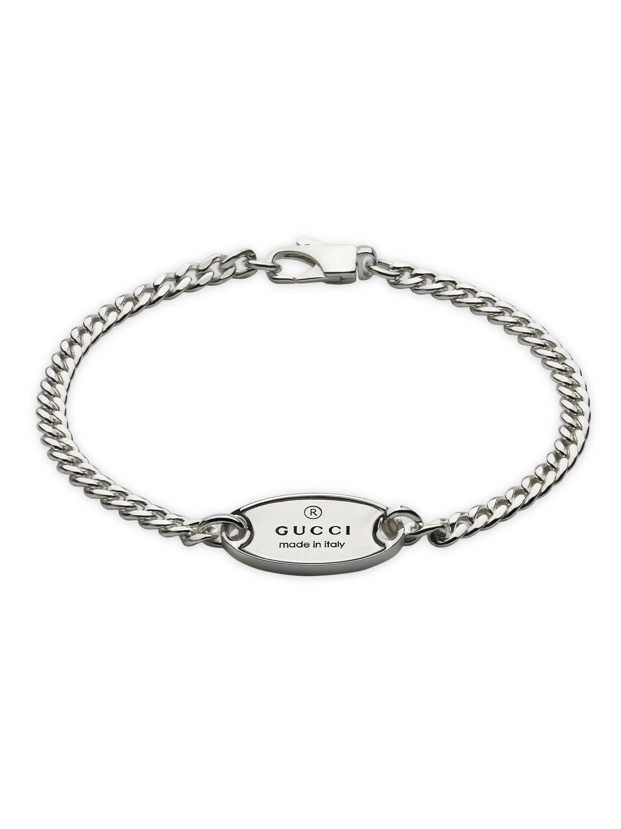Gucci Men's Unisex Trademark Sterling Silver Bracelet - Silver