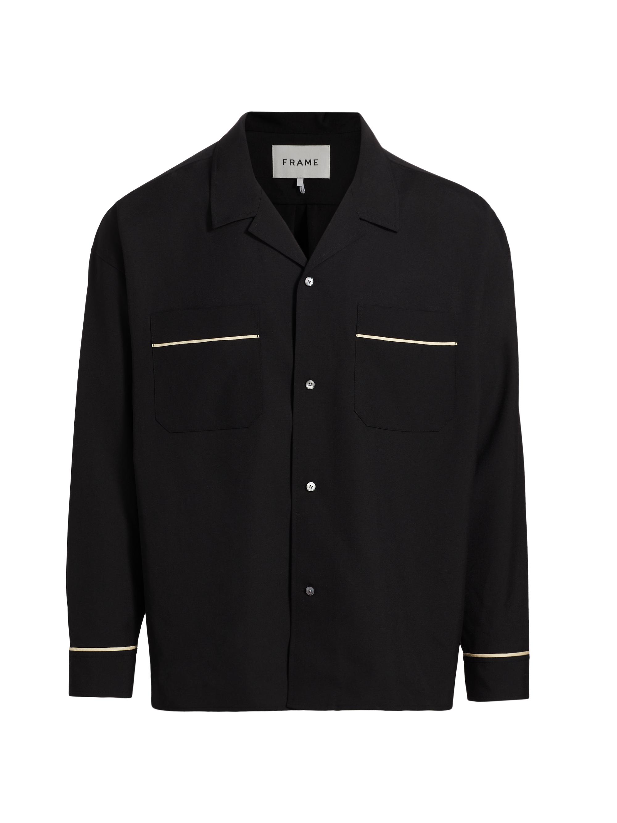 Frame Men's Piped Pajama Shirt - Black