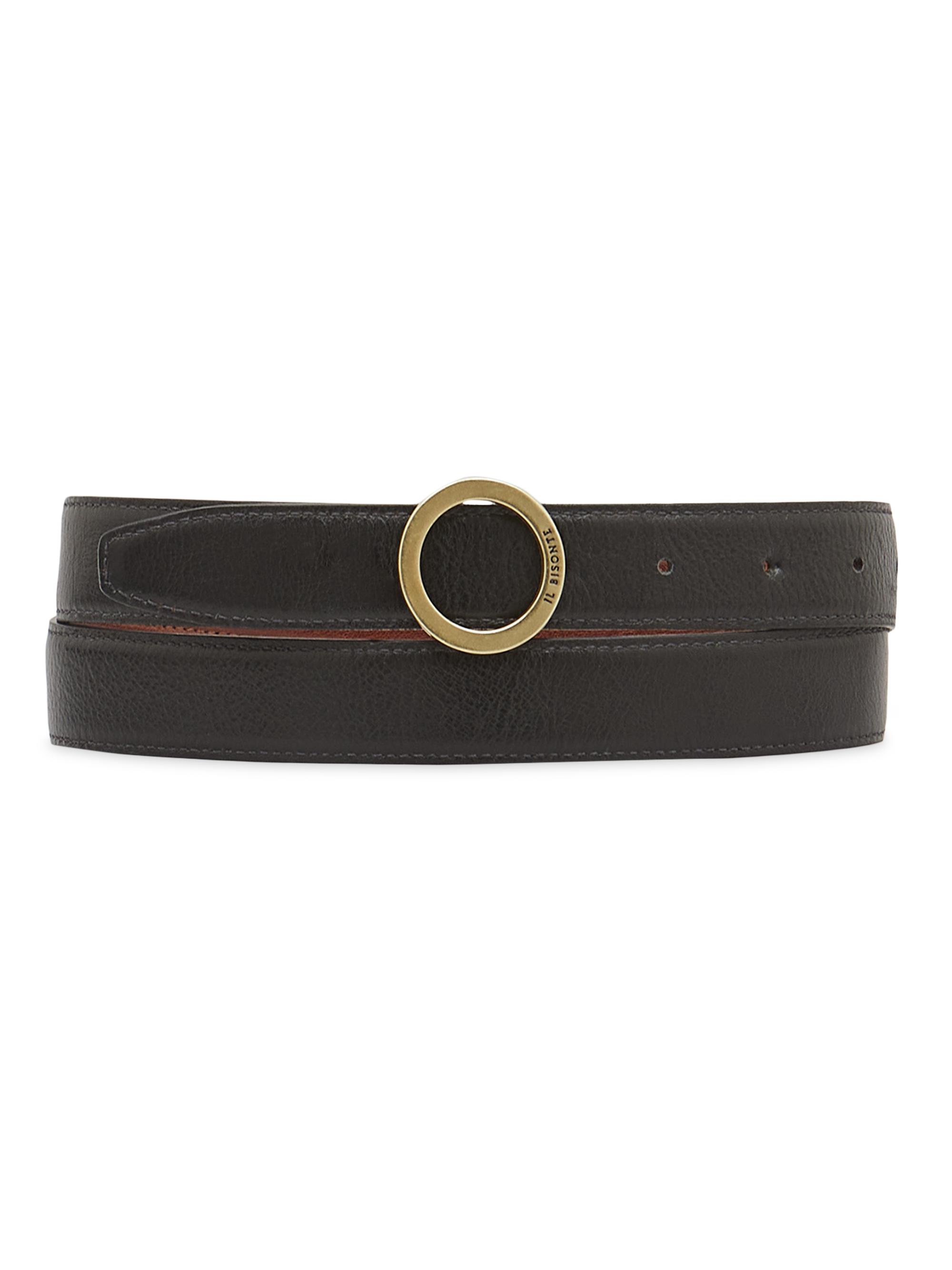 Il Bisonte Women's Bigallo Leather Belt - Arabica Nero