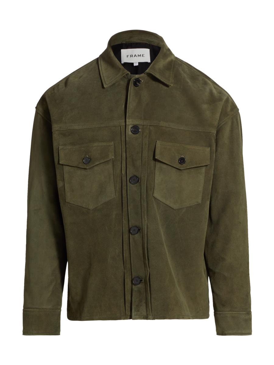 ★G-CUT★ Round Neck Flap Pocket Button Up Jacket _Brown 725 Frame Suede Button-Front Jacket | Saks Fifth Avenue