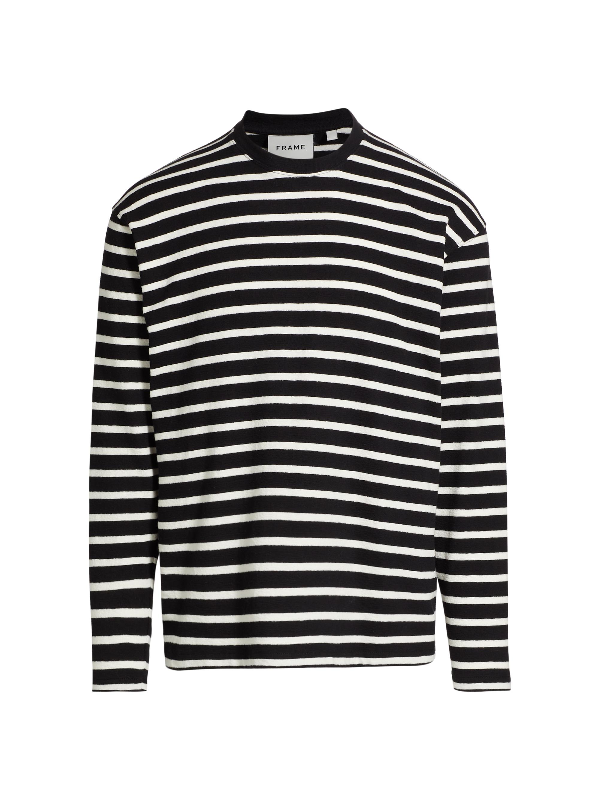 Frame Men's Relaxed-Fit Striped T-Shirt - Black Off White