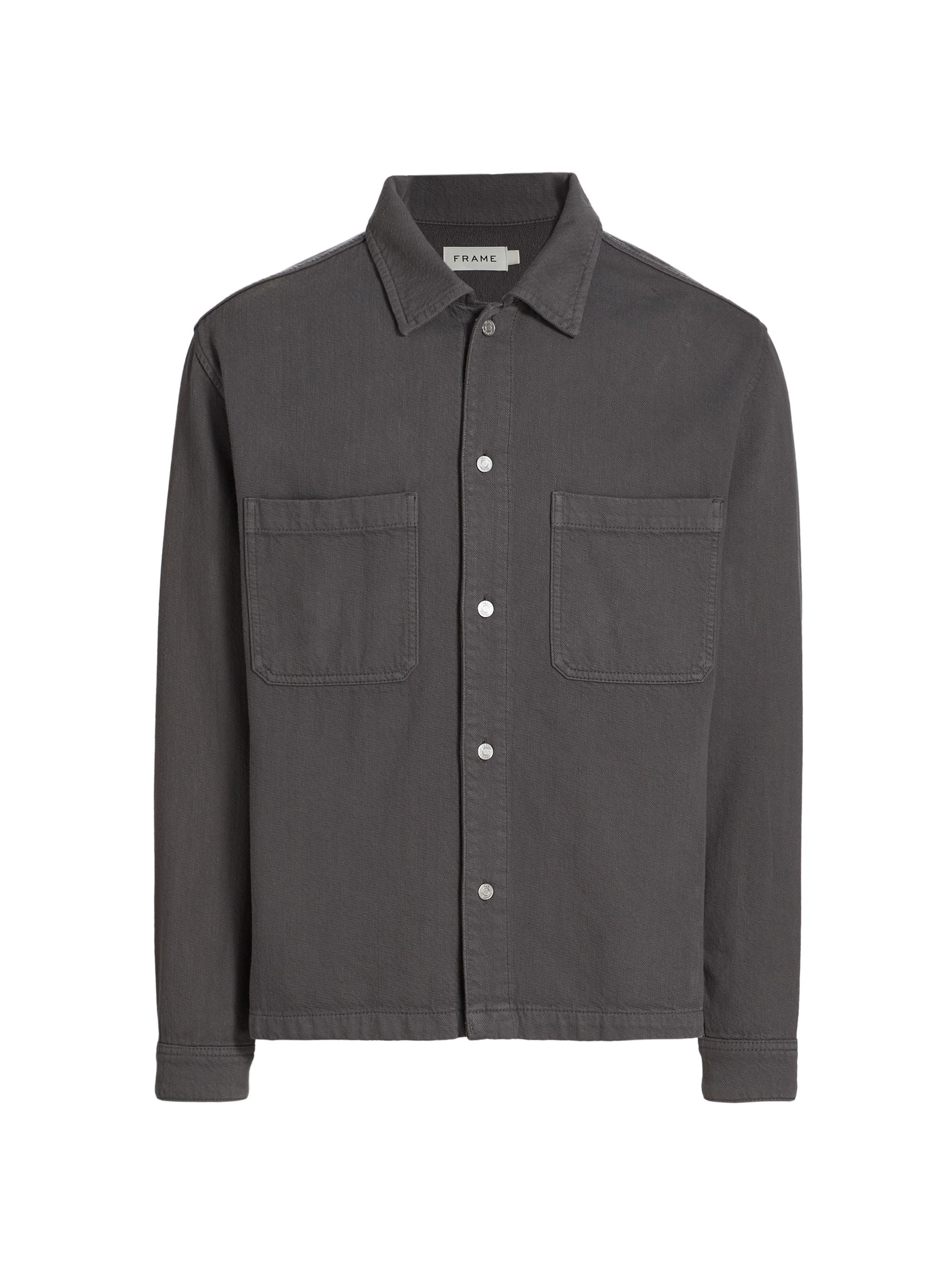 Frame Men's Textured Terry Double Pocket Relaxed Shirt - Slate Gray