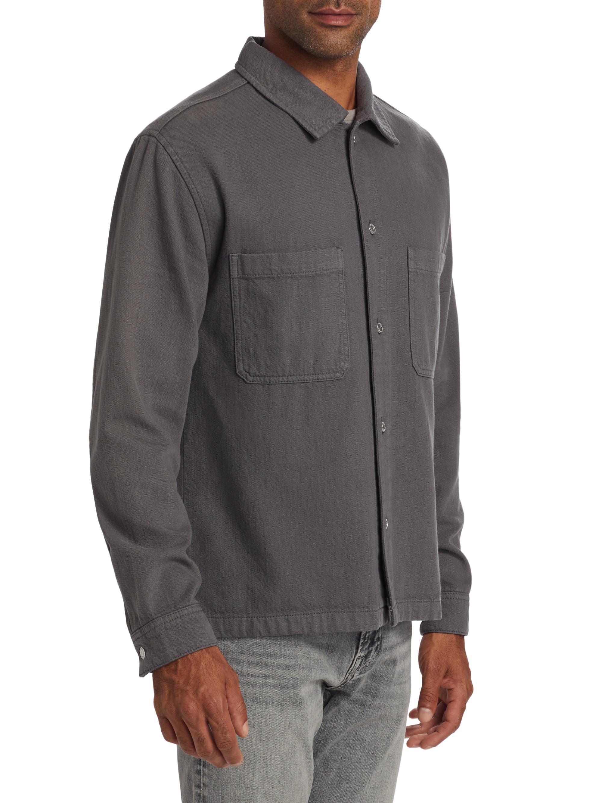 FRAME Textured Terry Double Pocket Relaxed Shirt | Saks Fifth Avenue