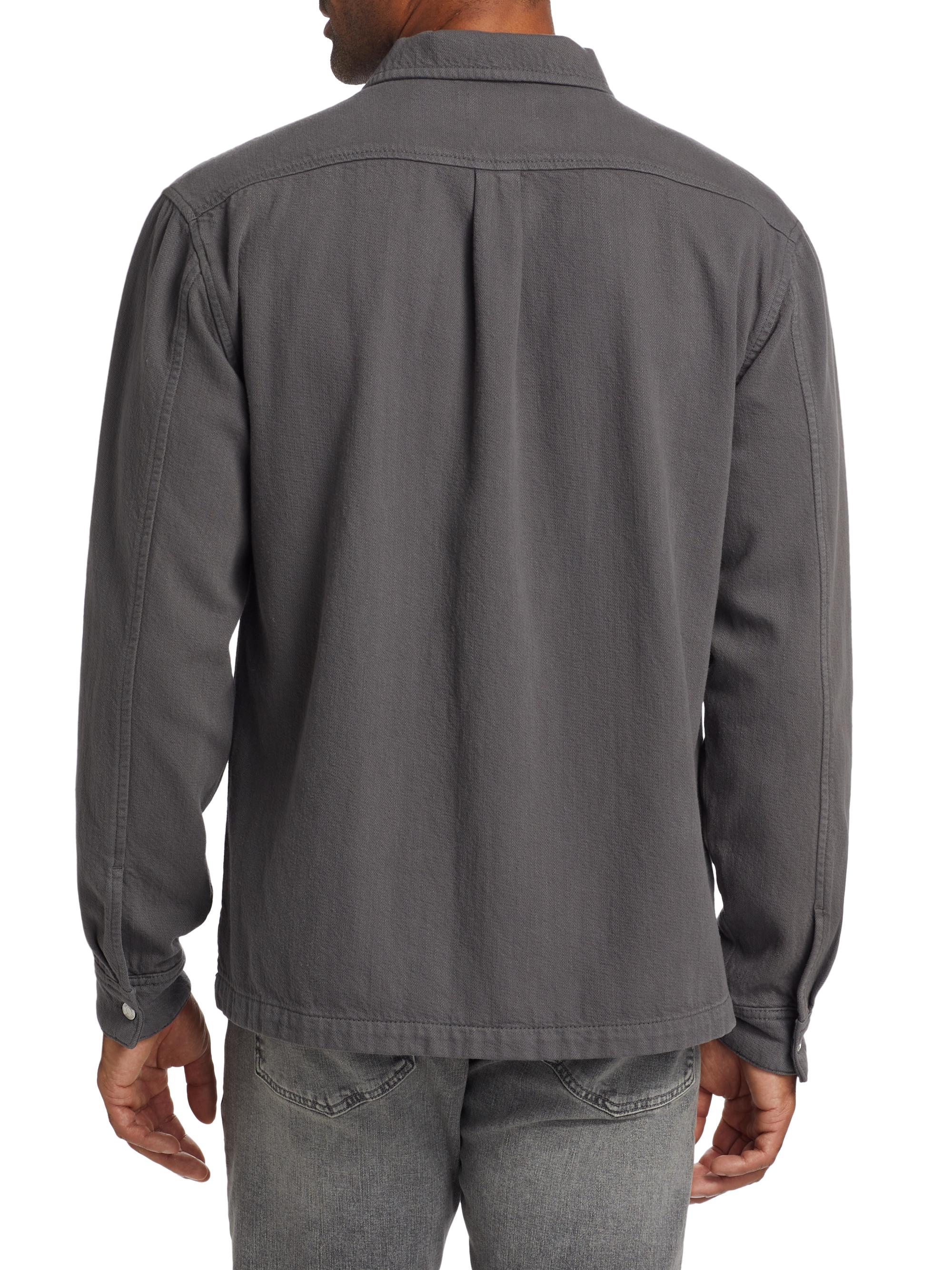 FRAME Textured Terry Double Pocket Relaxed Shirt | Saks Fifth Avenue