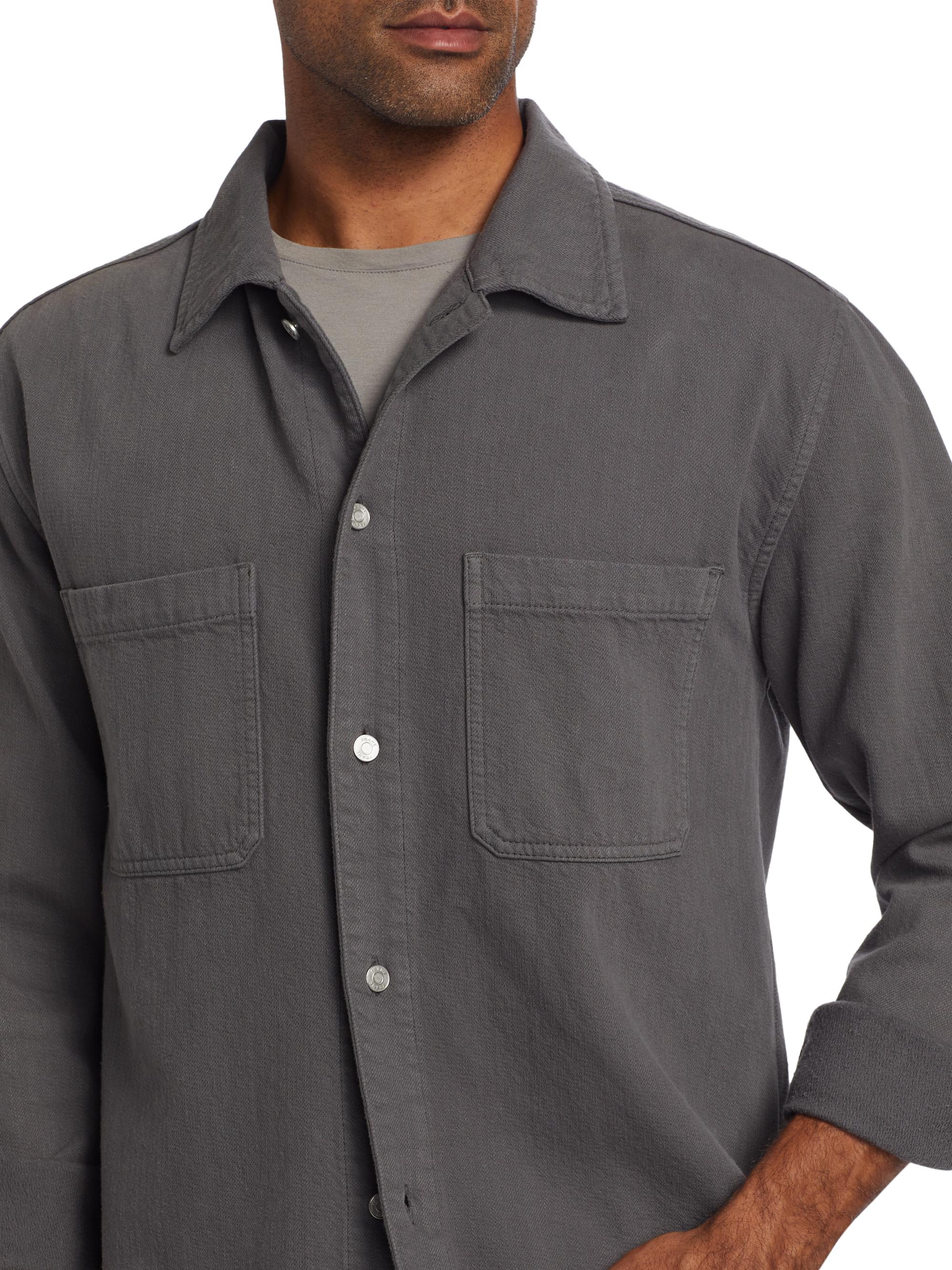 FRAME Textured Terry Double Pocket Relaxed Shirt | Saks Fifth Avenue