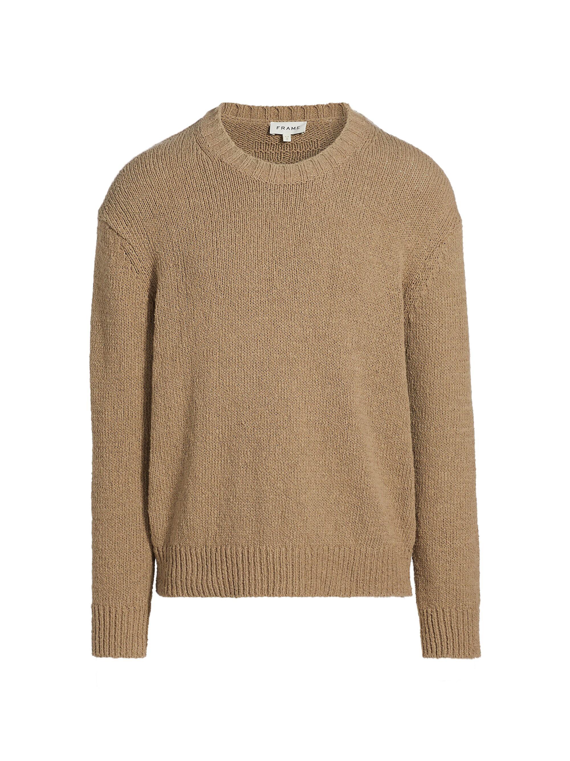 Frame Men's Rib-Knit Crewneck Sweater - Light Brown