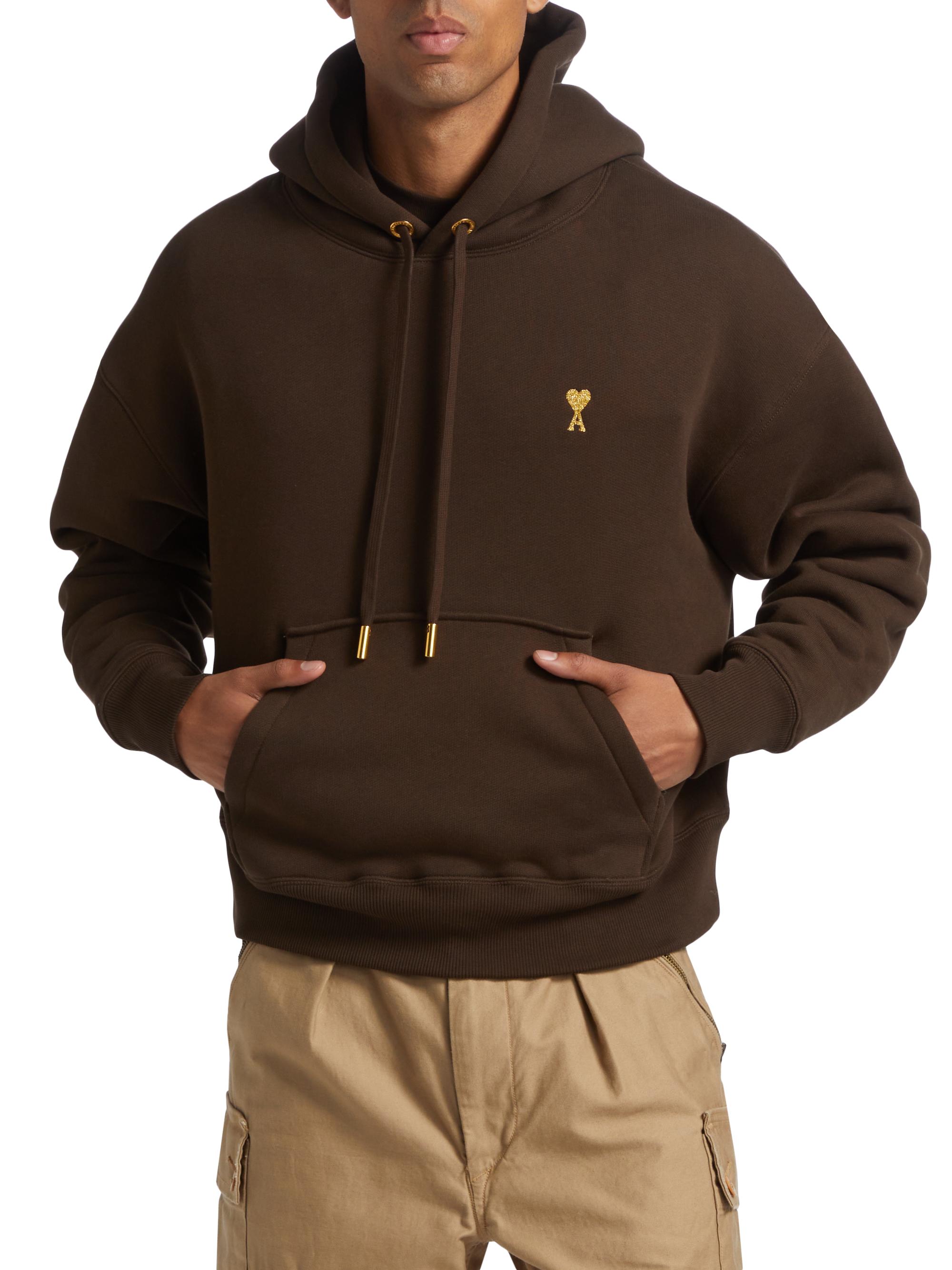 AMI Paris Logo-Embroidered Stretch-Cotton Hoodie | Saks