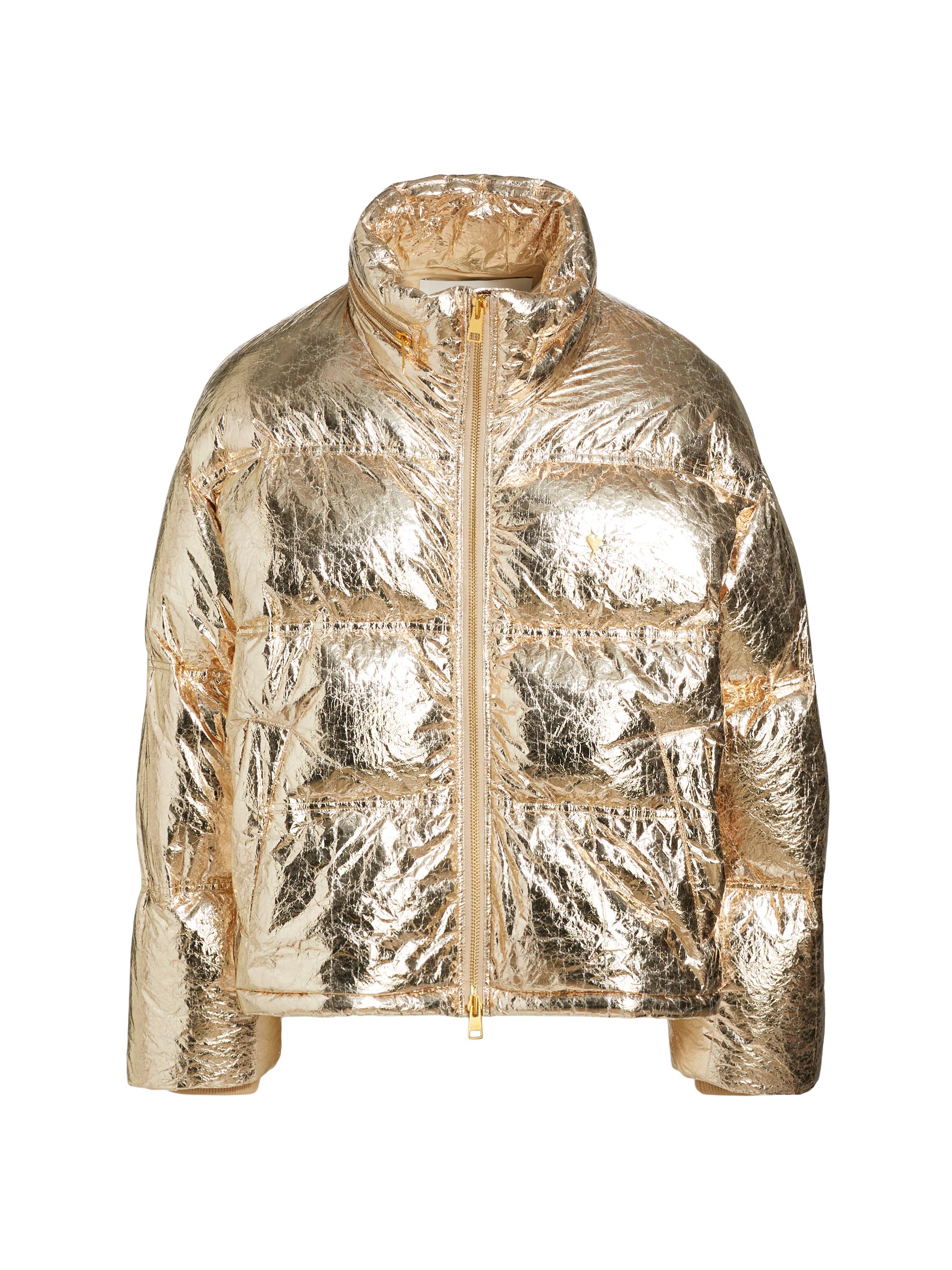 AMI Paris Men's Ami De Coeur Metallic Puffer Jacket - Gold