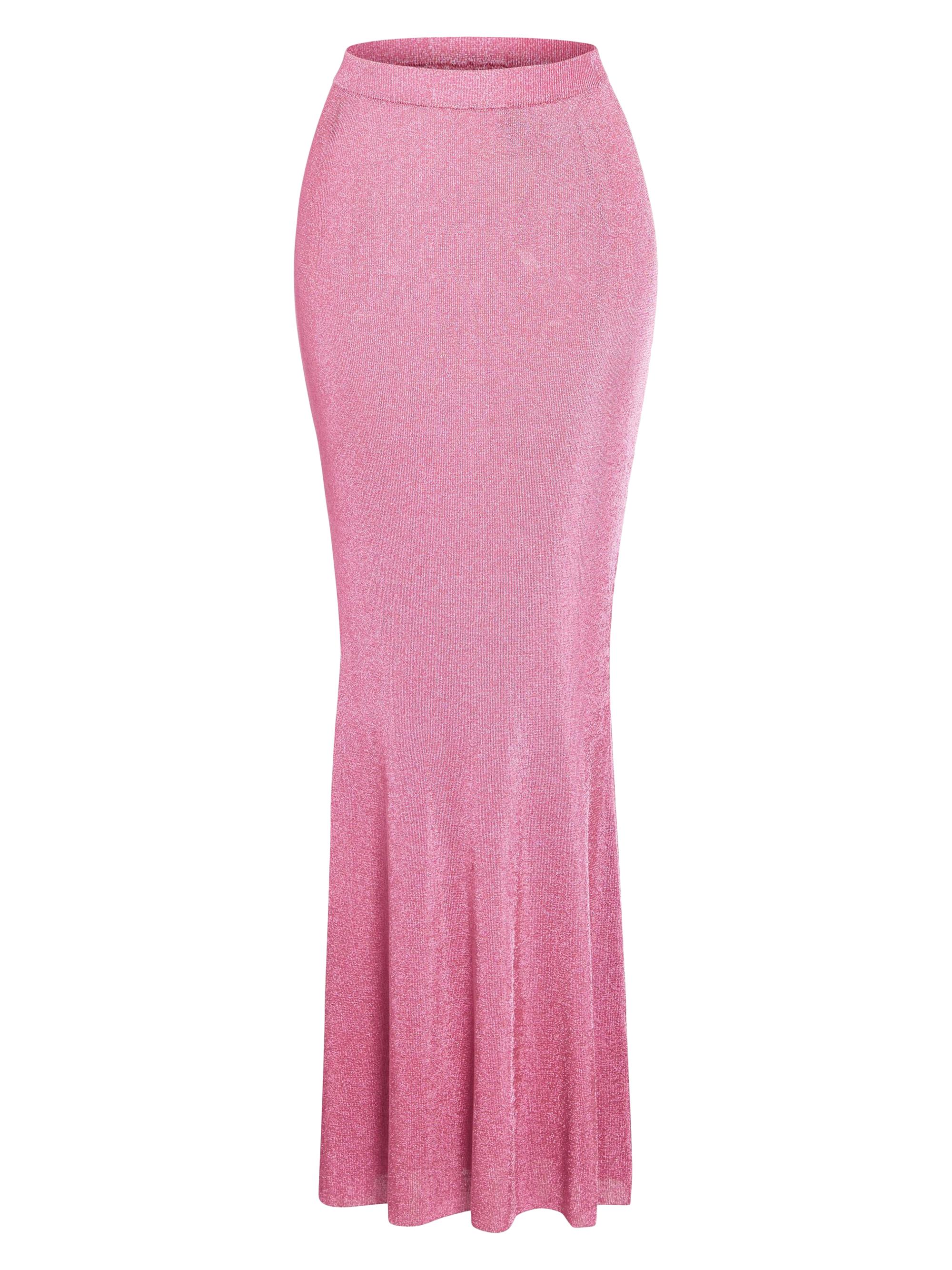 Ser.o.ya Women's Harmony Metallic Knit Maxi Skirt - Bubblegum Pink