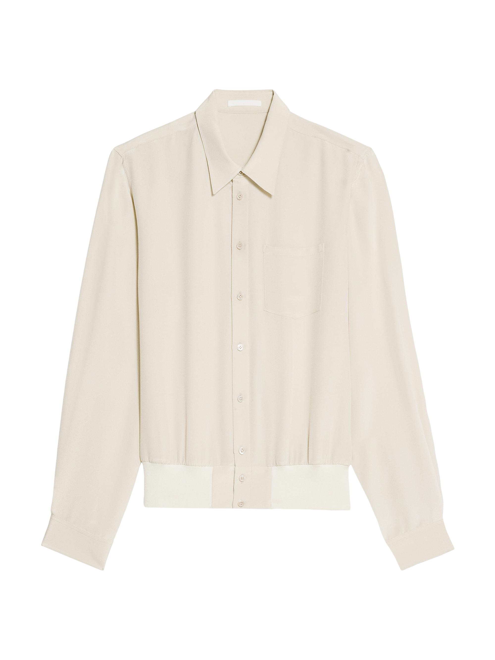 Helmut Lang Women's Silk Bomber-Style Shirt - Oat