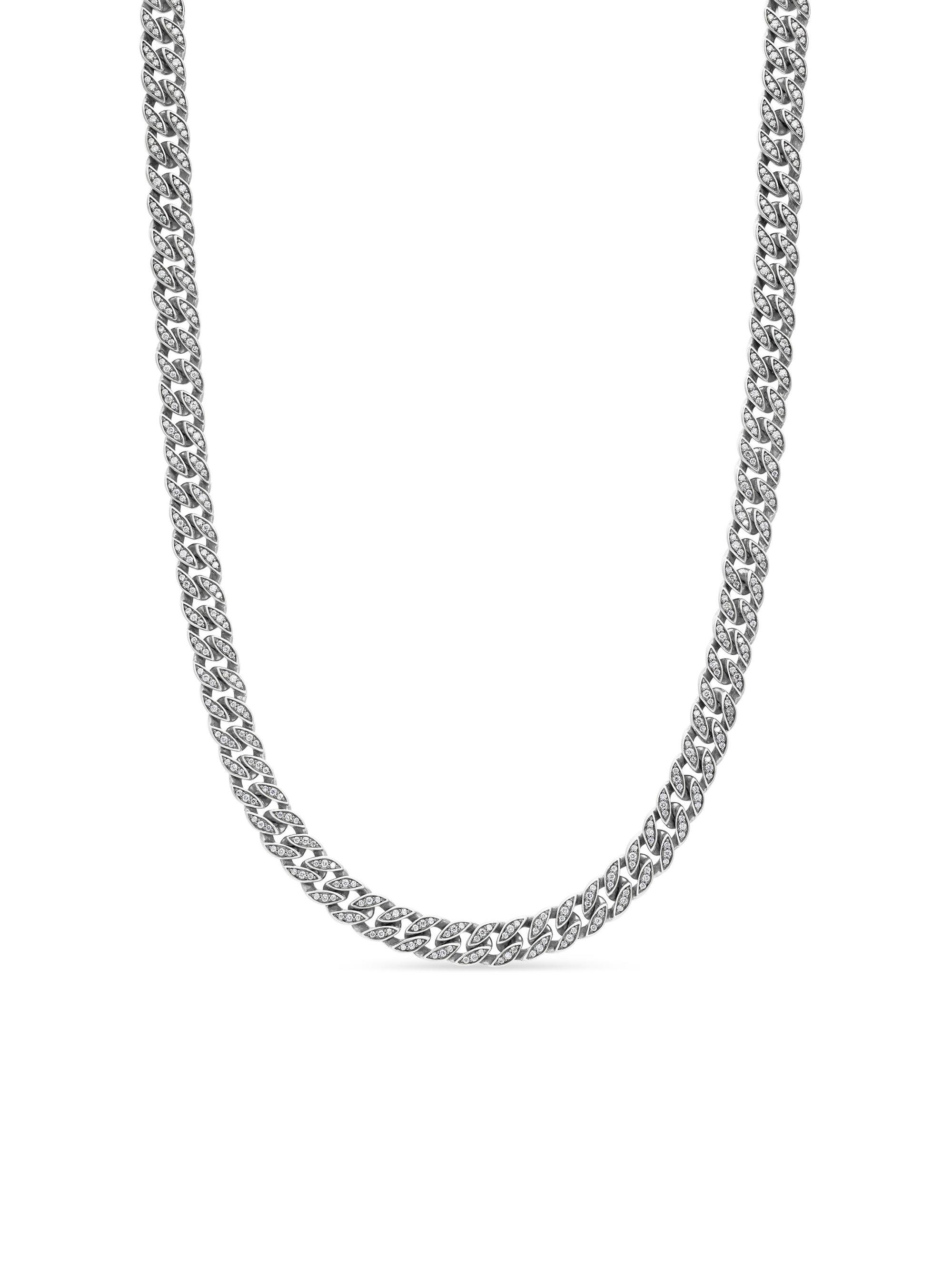David Yurman Men's Curb Chain Necklace in Sterling Silver - Diamond