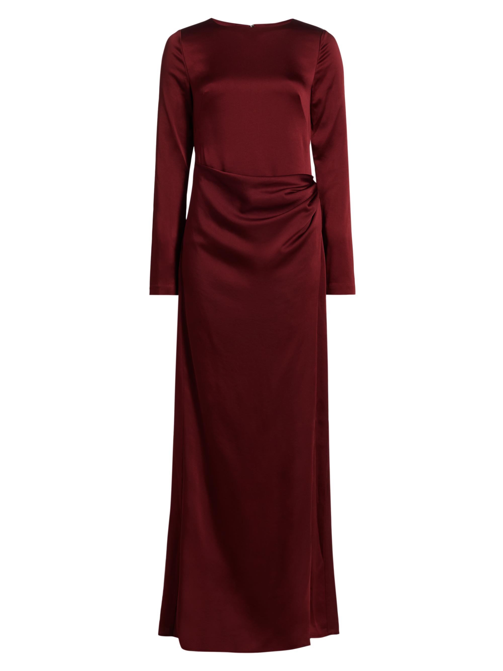SIMKHAI Qiana Satin Long-Sleeve Draped Gown | Saks Fifth Avenue