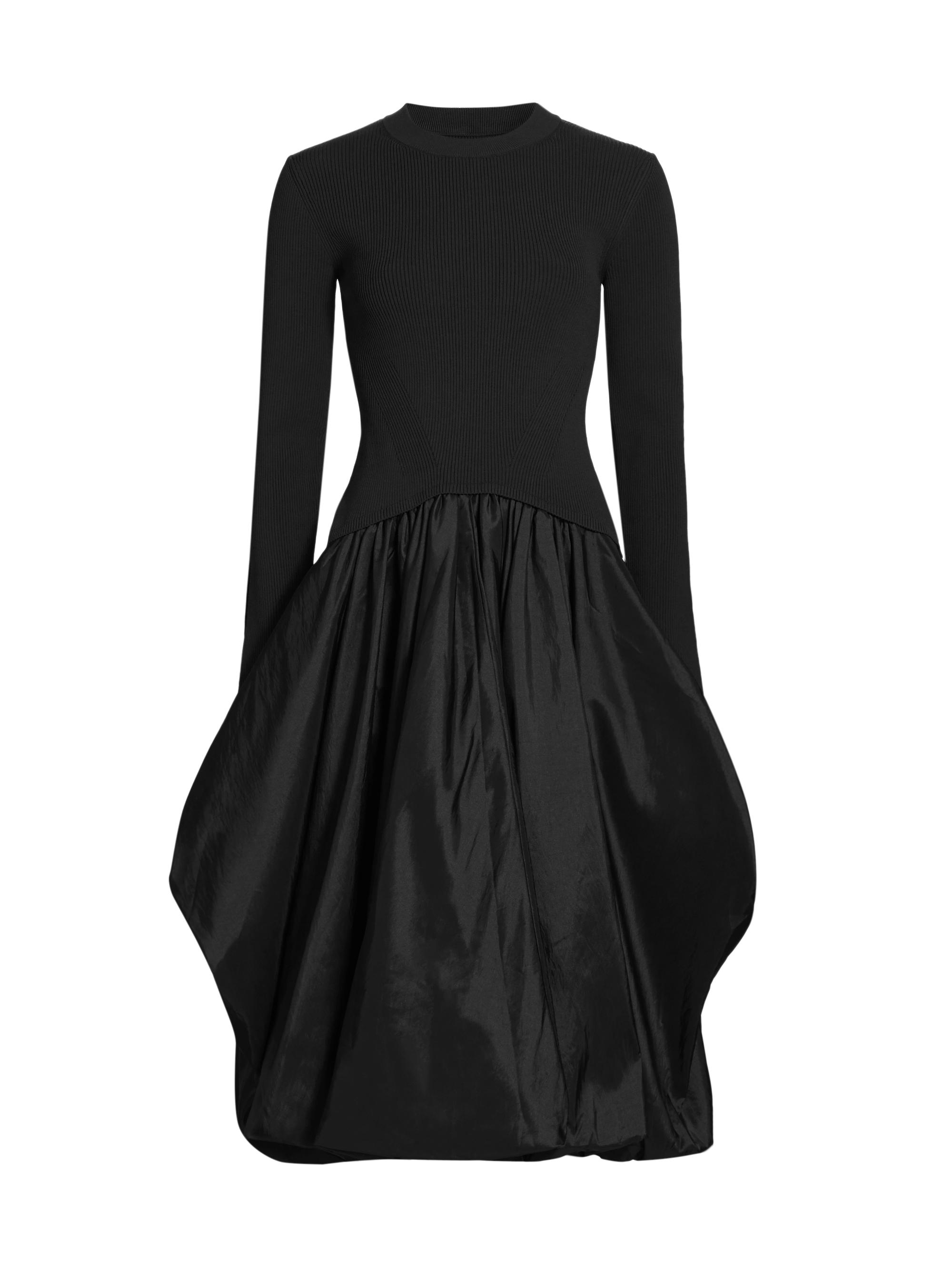 SIMKHAI Kenlie Mixed-Media Bubble Skirt Midi-Dress | Saks Fifth Avenue