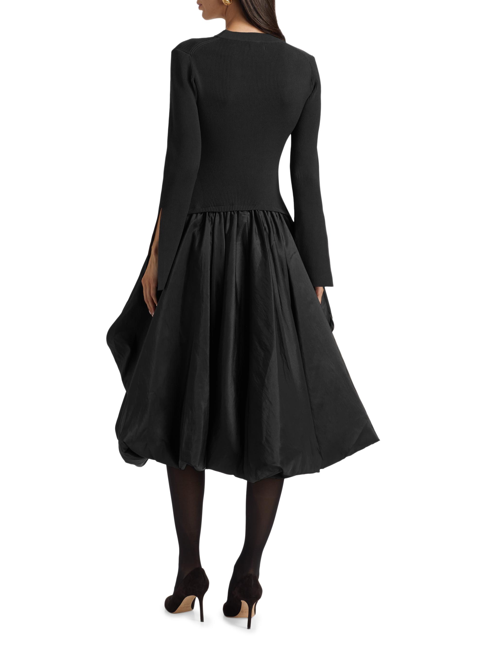 SIMKHAI Kenlie Mixed-Media Bubble Skirt Midi-Dress | Saks Fifth Avenue