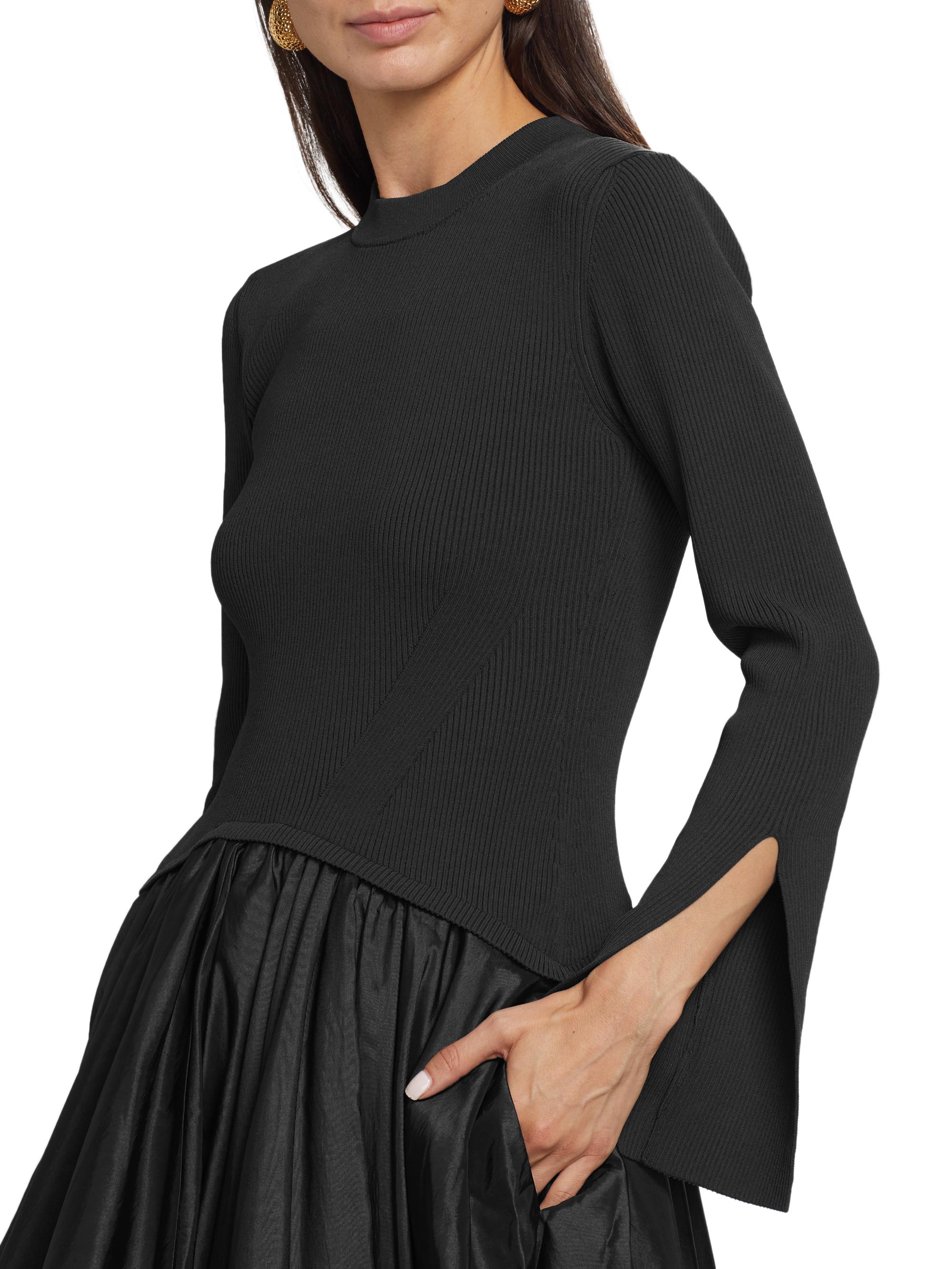 SIMKHAI Kenlie Mixed-Media Bubble Skirt Midi-Dress | Saks Fifth Avenue