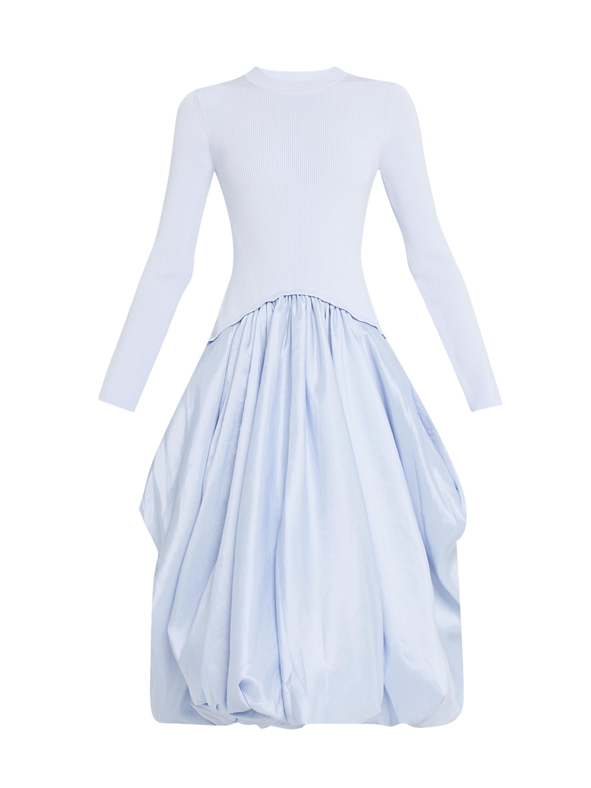 SIMKHAI Women's Kenlie Mixed-Media Bubble Skirt Midi-Dress - Blue