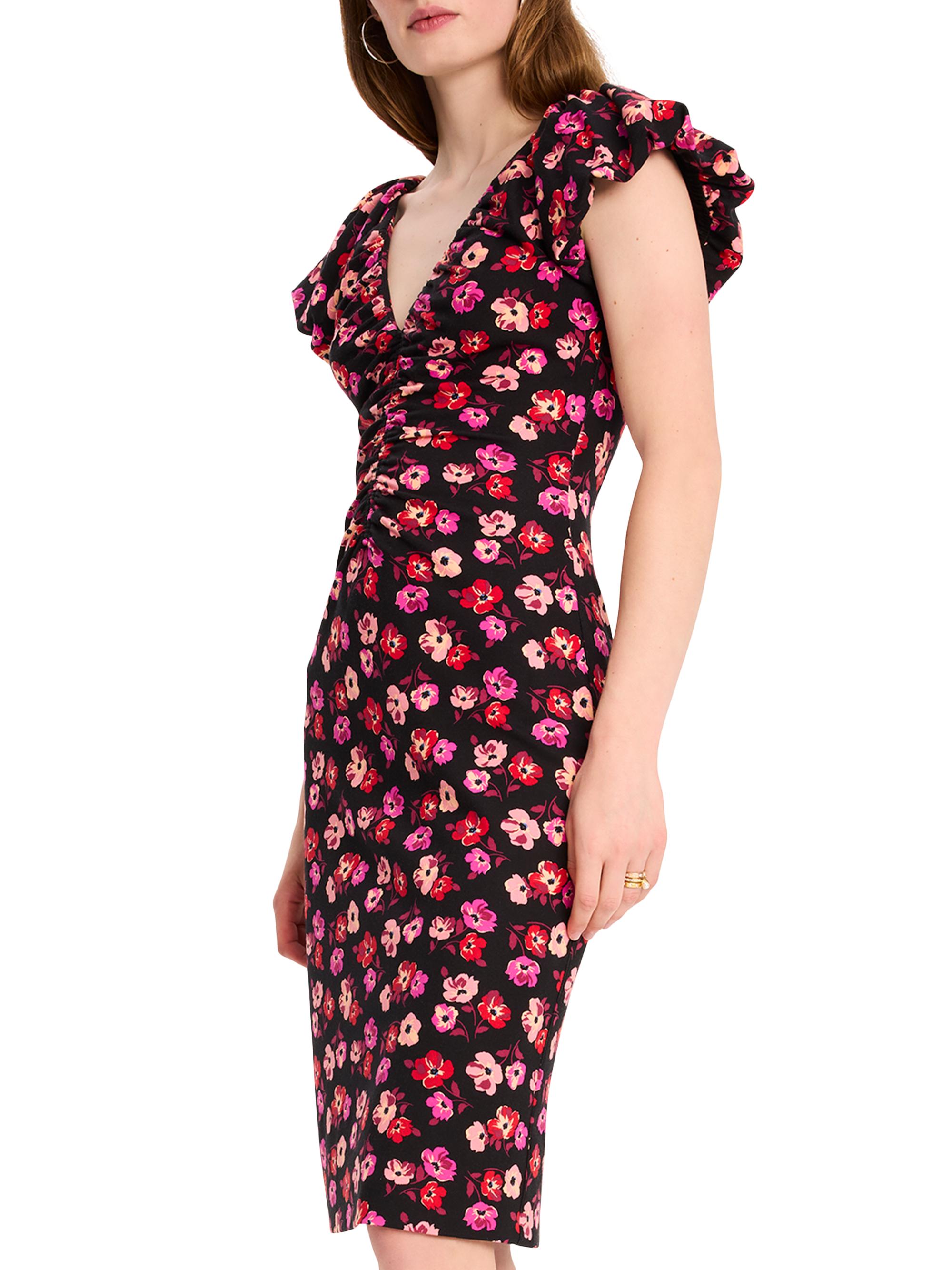 kate spade new york Mainline Fall Poppies Ruched V-Neck Midi-Dress | Saks  Fifth Avenue