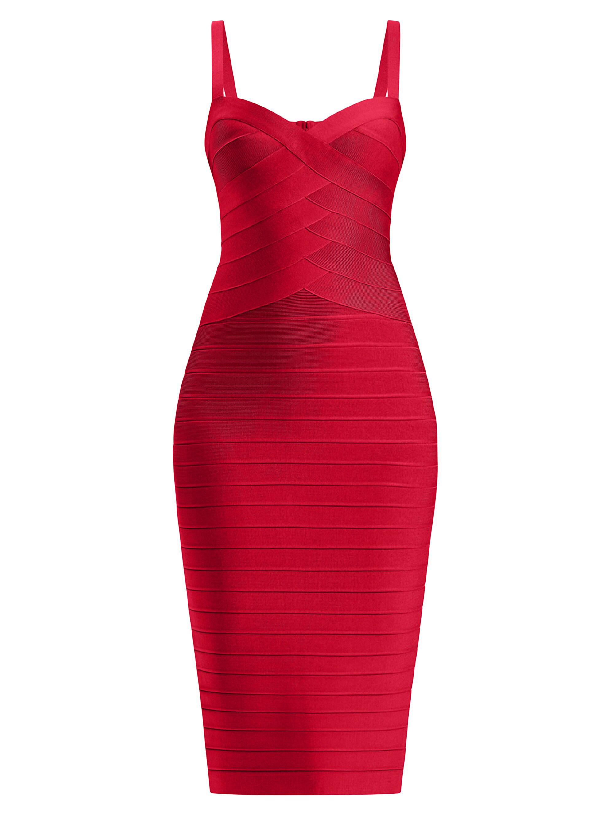 Hervé Léger Women's Maria Bandage Midi-Dress - Rio Red