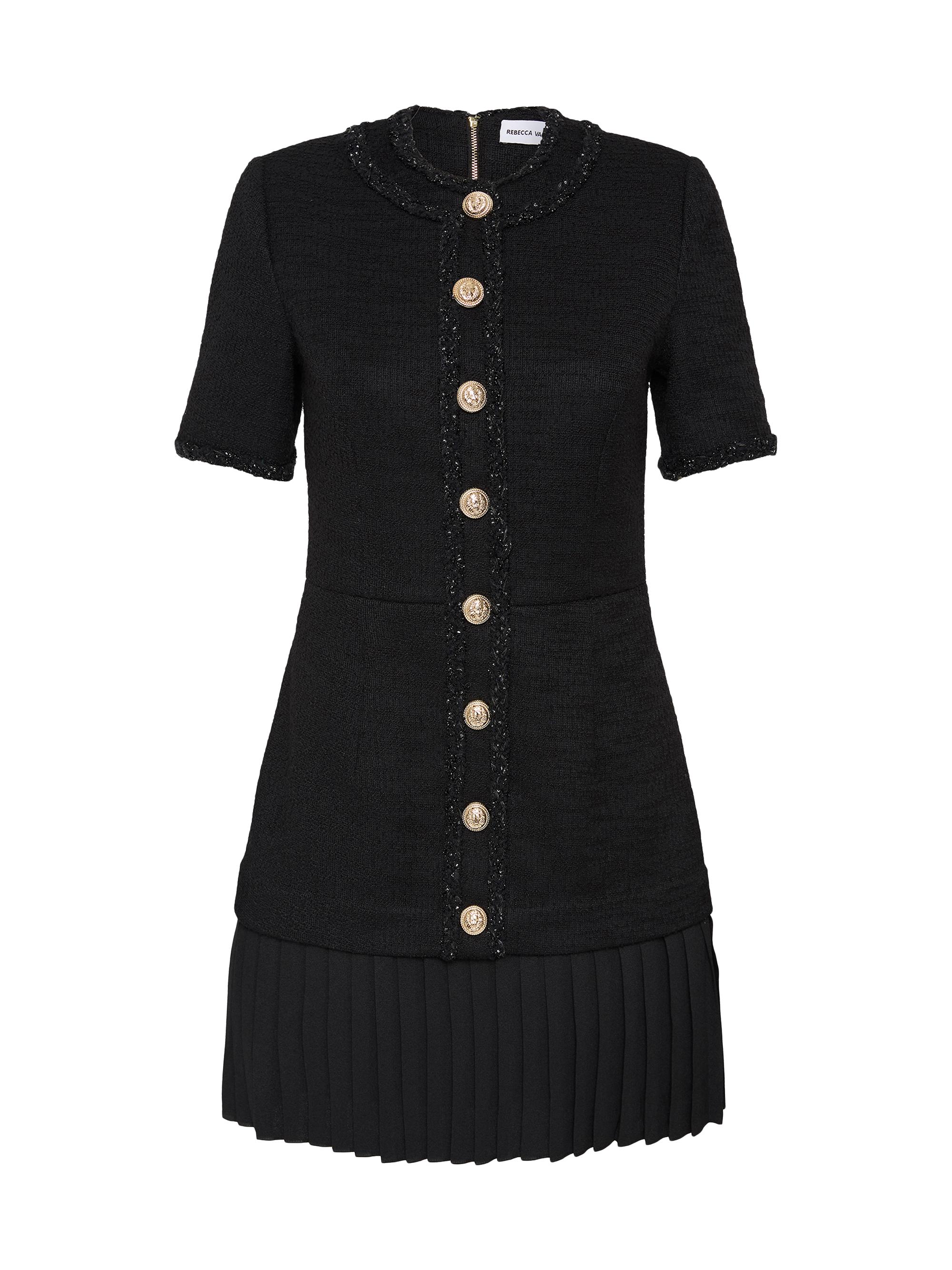 Rebecca Vallance Women's Margo Boucle Short-Sleeve Minidress - Black