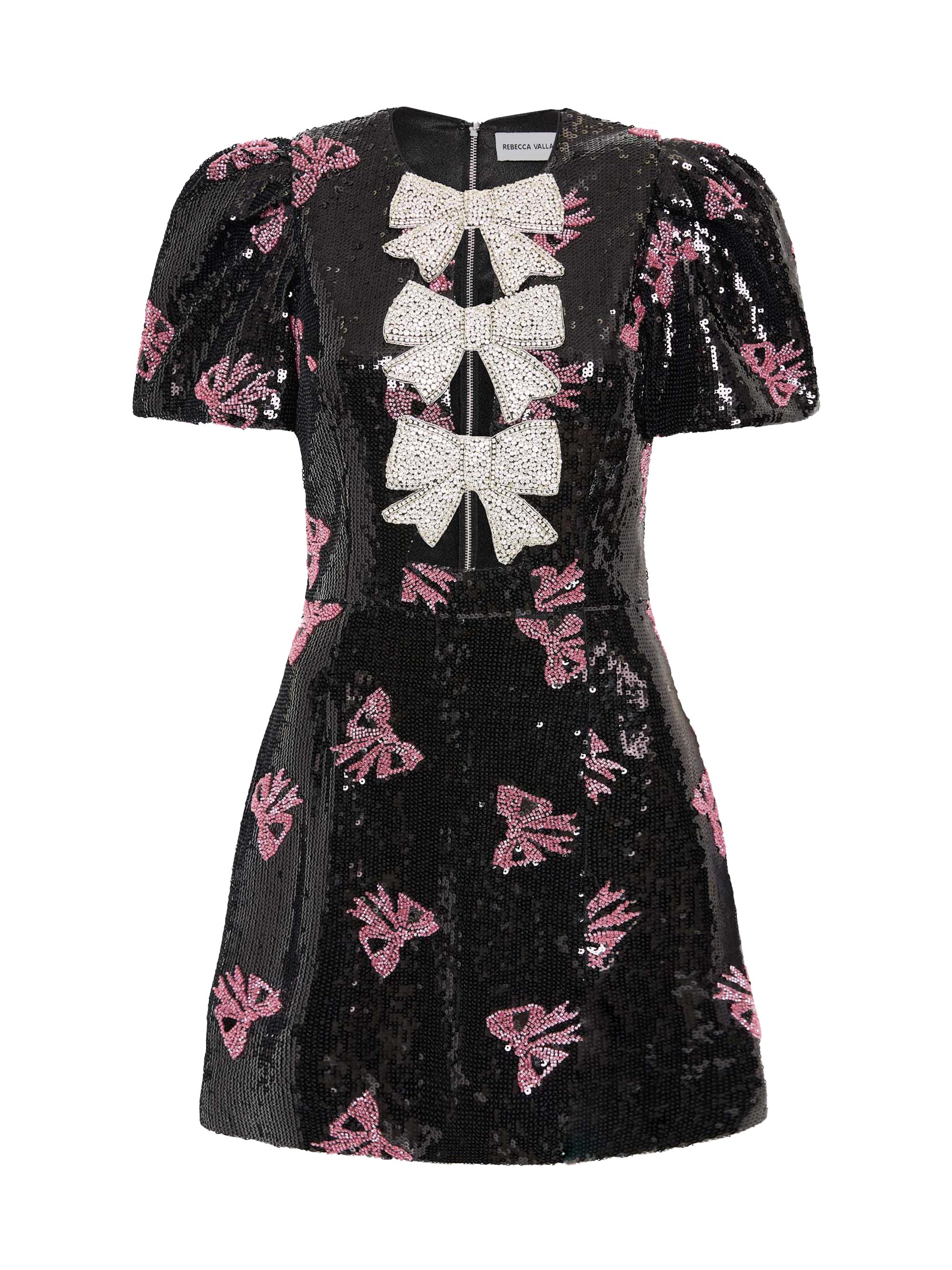 Rebecca Vallance Women's Miya Sequined Bow Minidress - Black