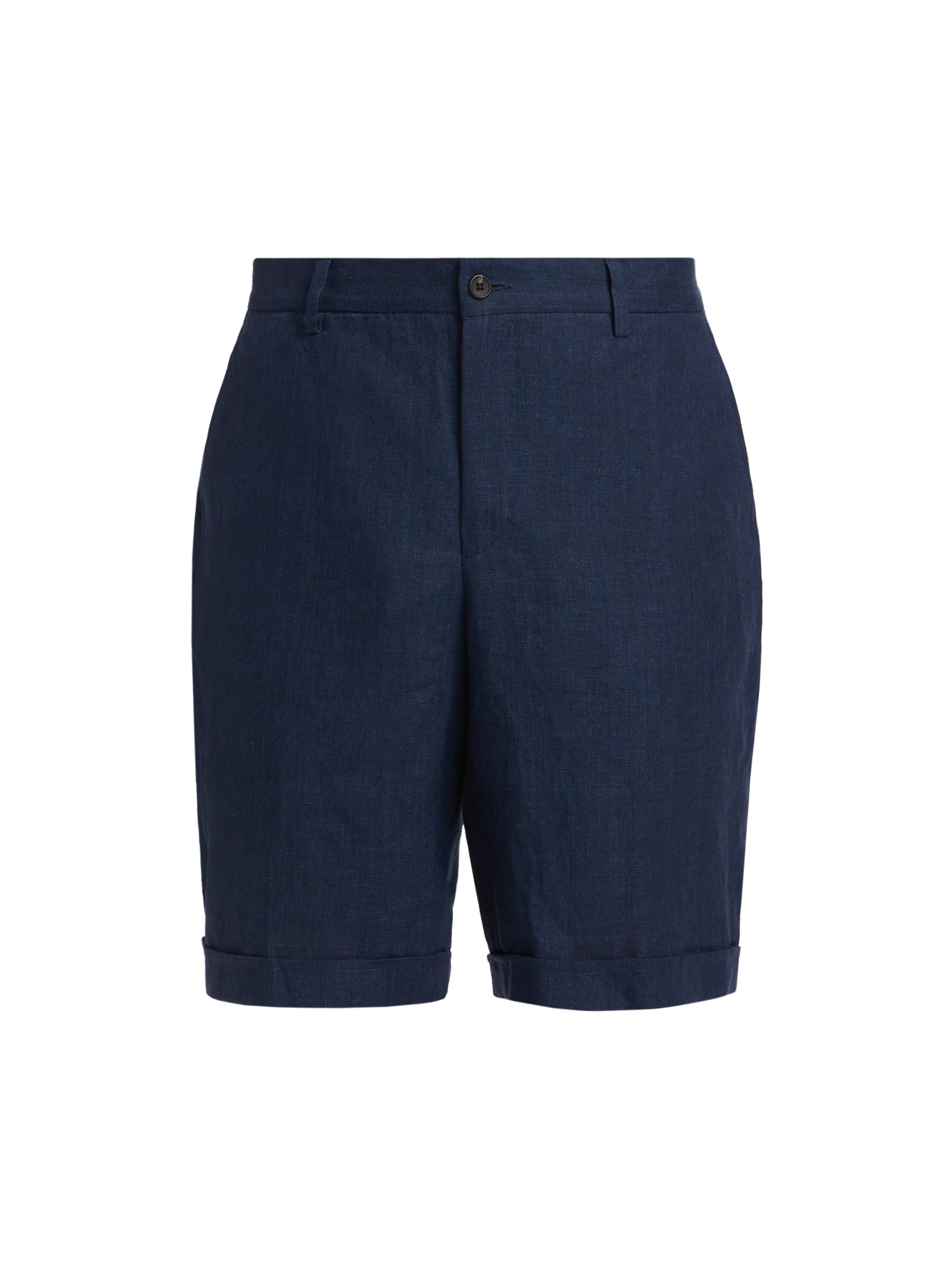 Saks Fifth Avenue Men's COLLECTION Linen Cuffed Dress Shorts - Navy
