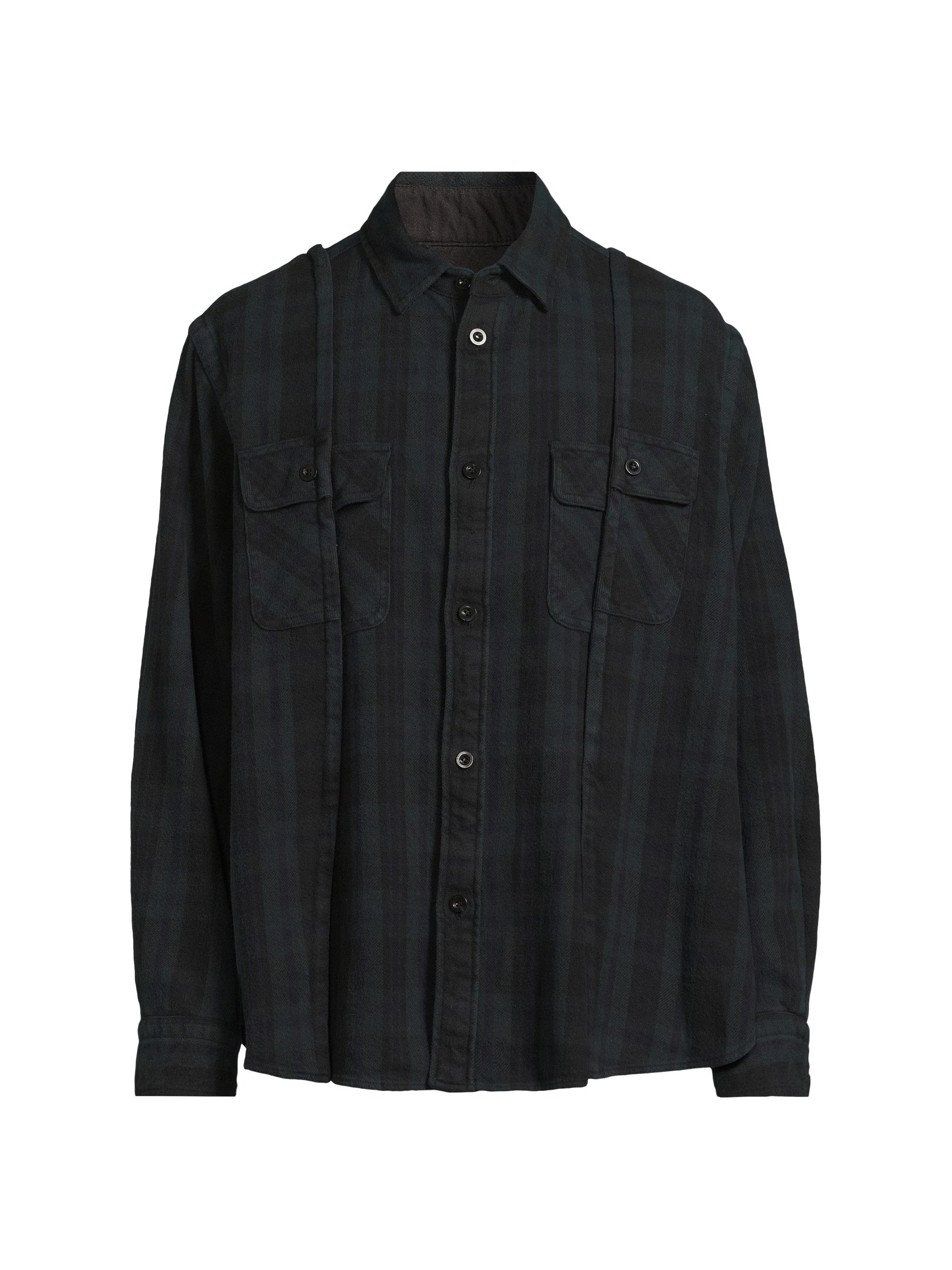 Sacai Men's Plaid Cotton Shirt - Black
