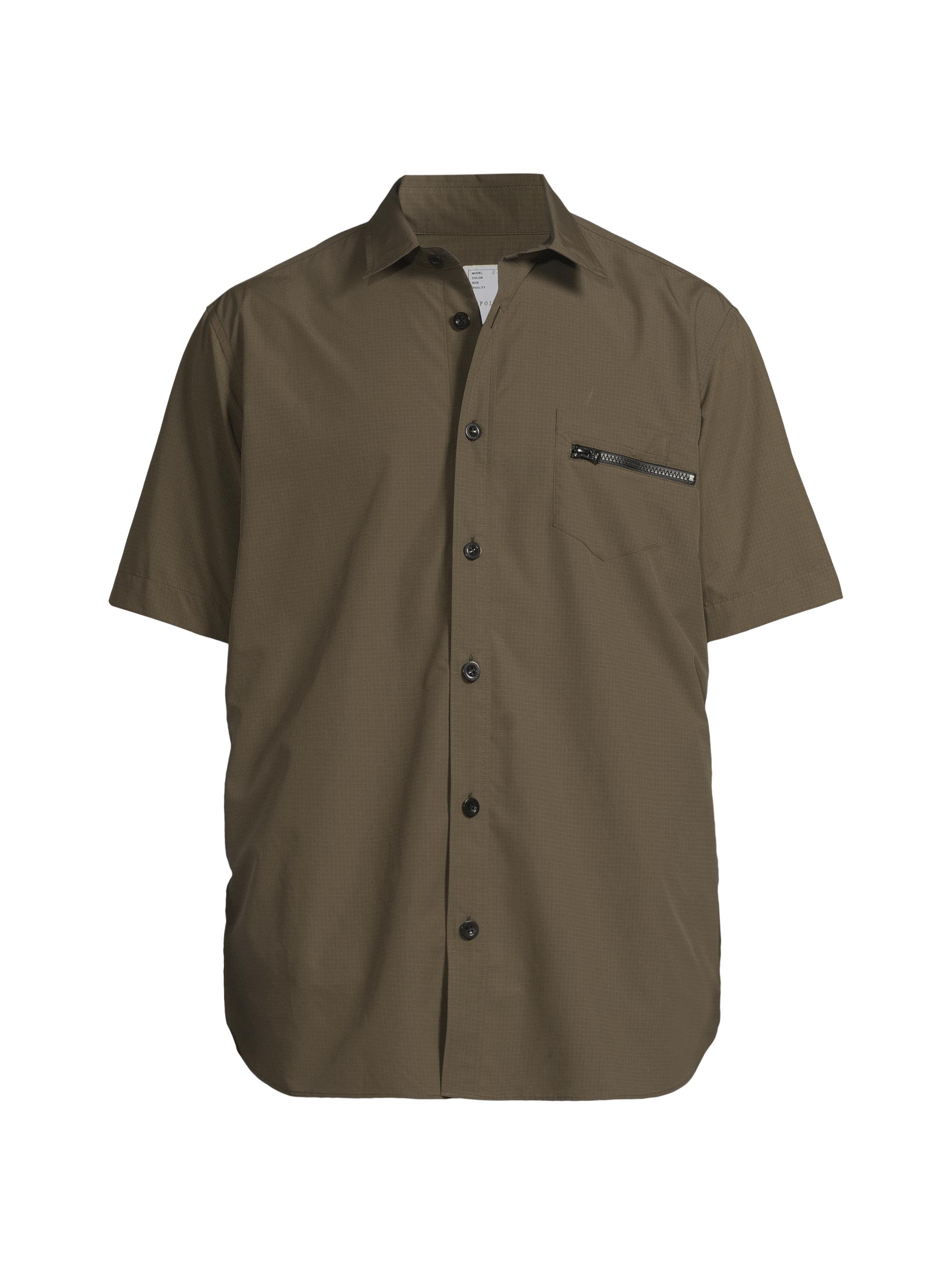Sacai Men's Rip Stop Shirt - Khaki