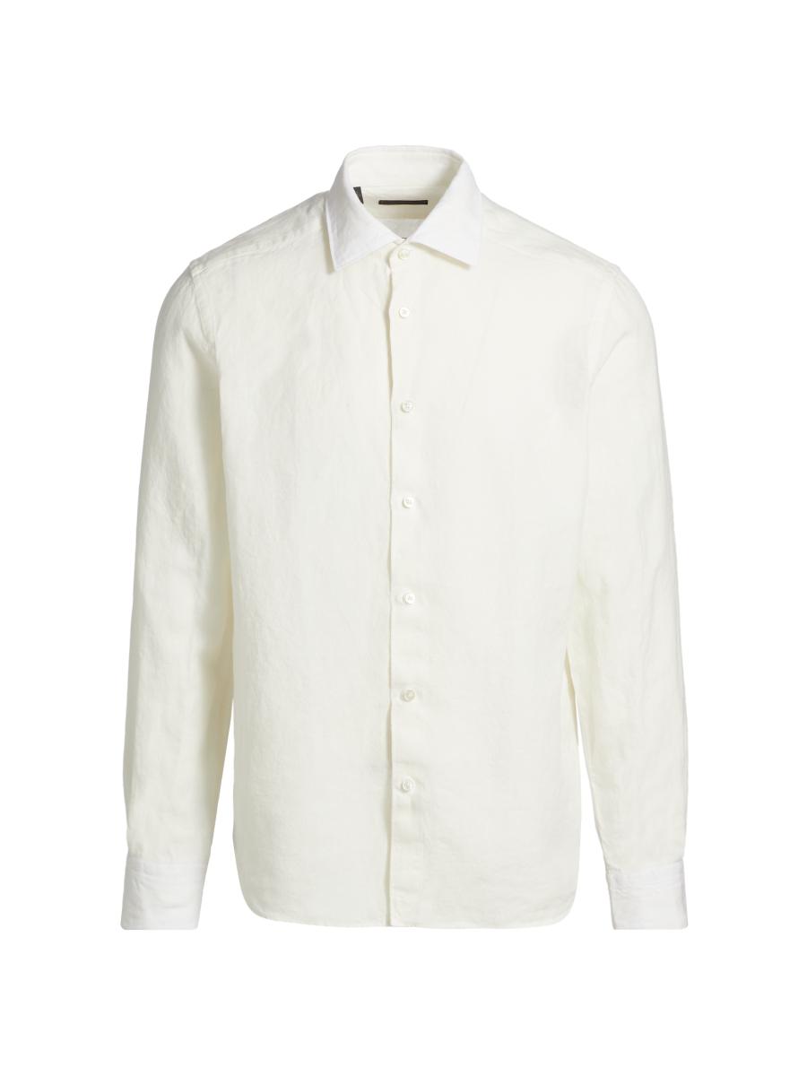 Saks Fifth Avenue Men's Collection Linen Button-front Shirt In Neutral