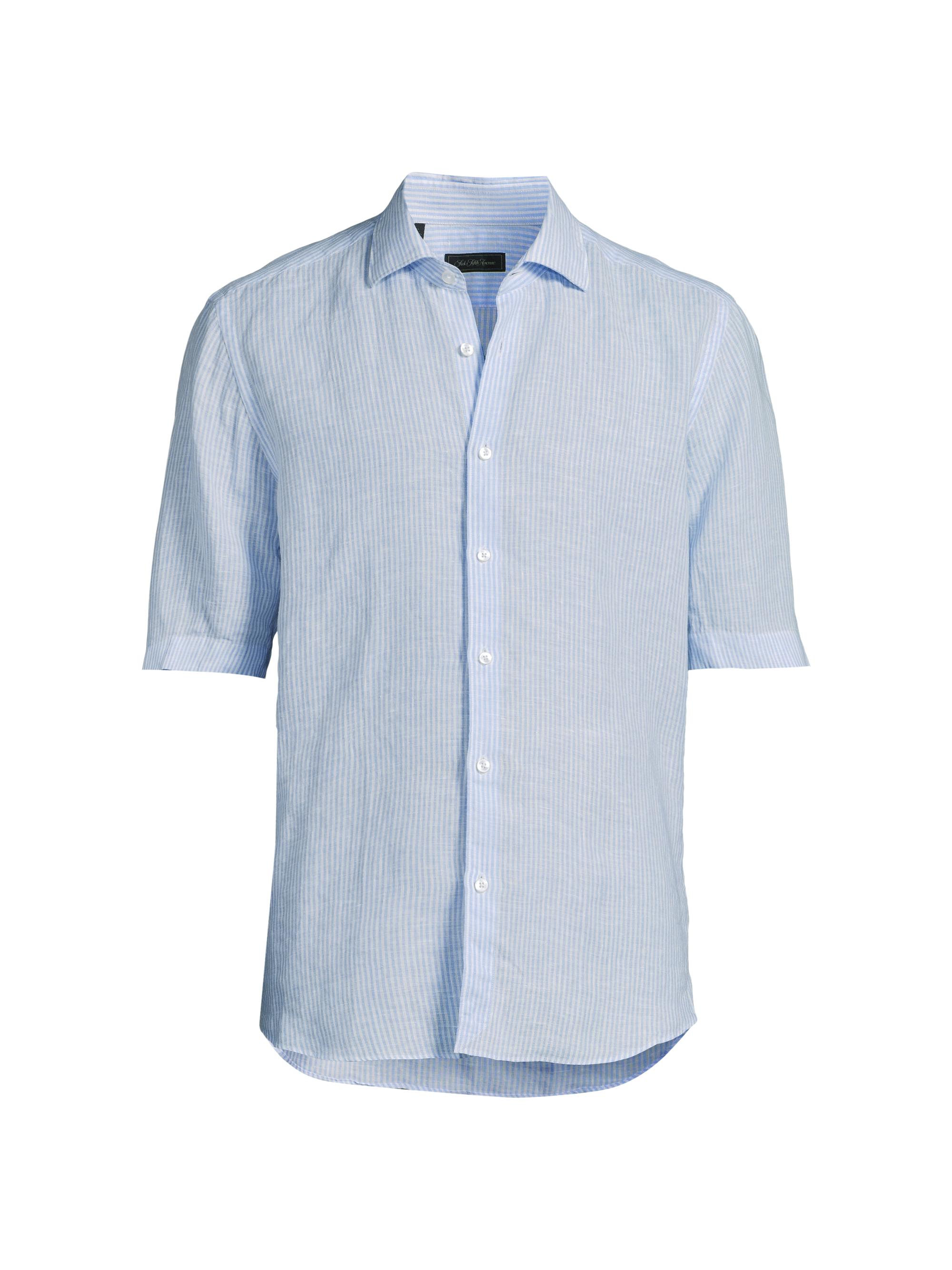 Saks Fifth Avenue Men's Striped Linen Shirt - Light Blue