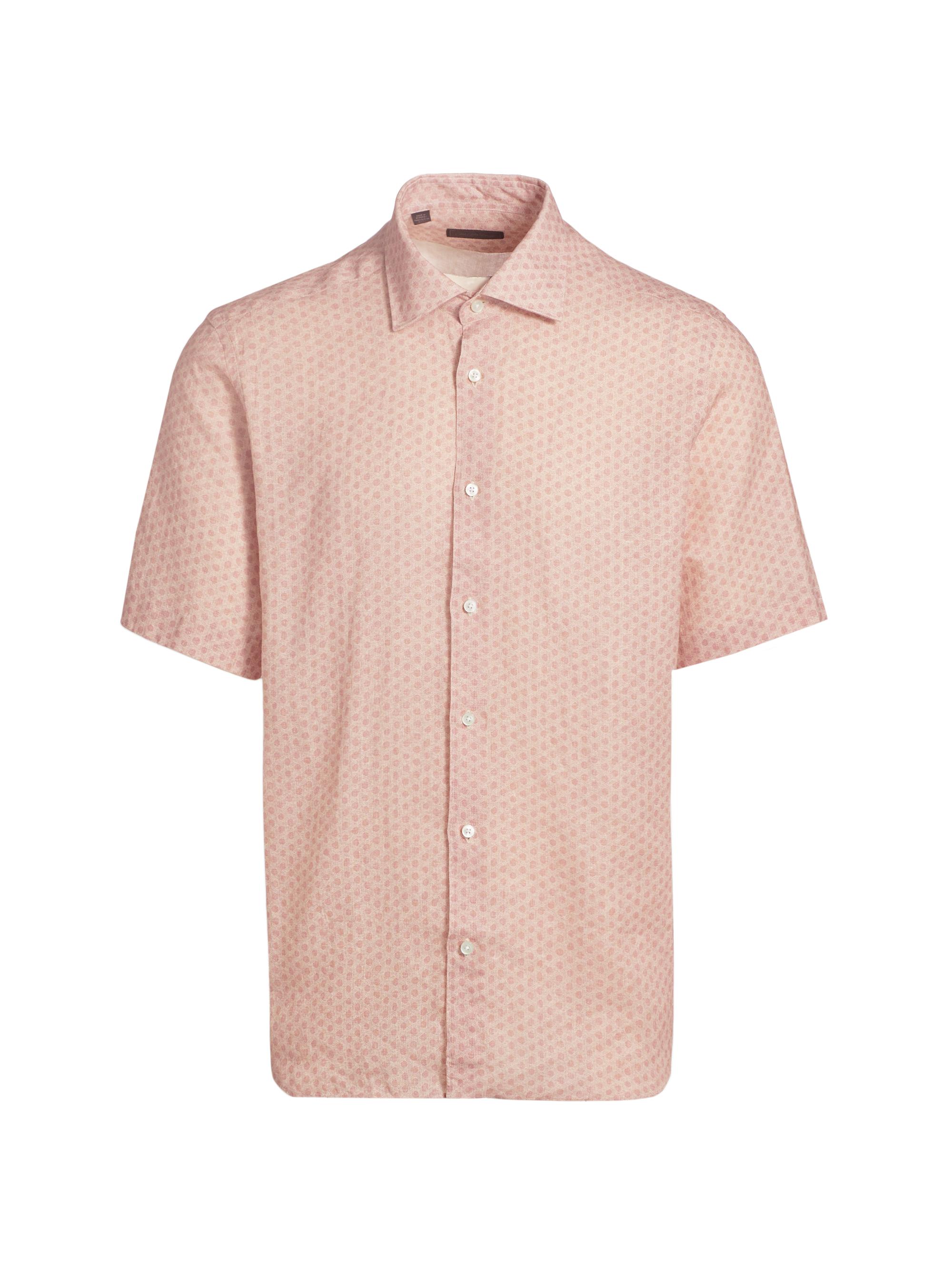 Saks Fifth Avenue Men's Geometric Dot Linen Shirt - Pink
