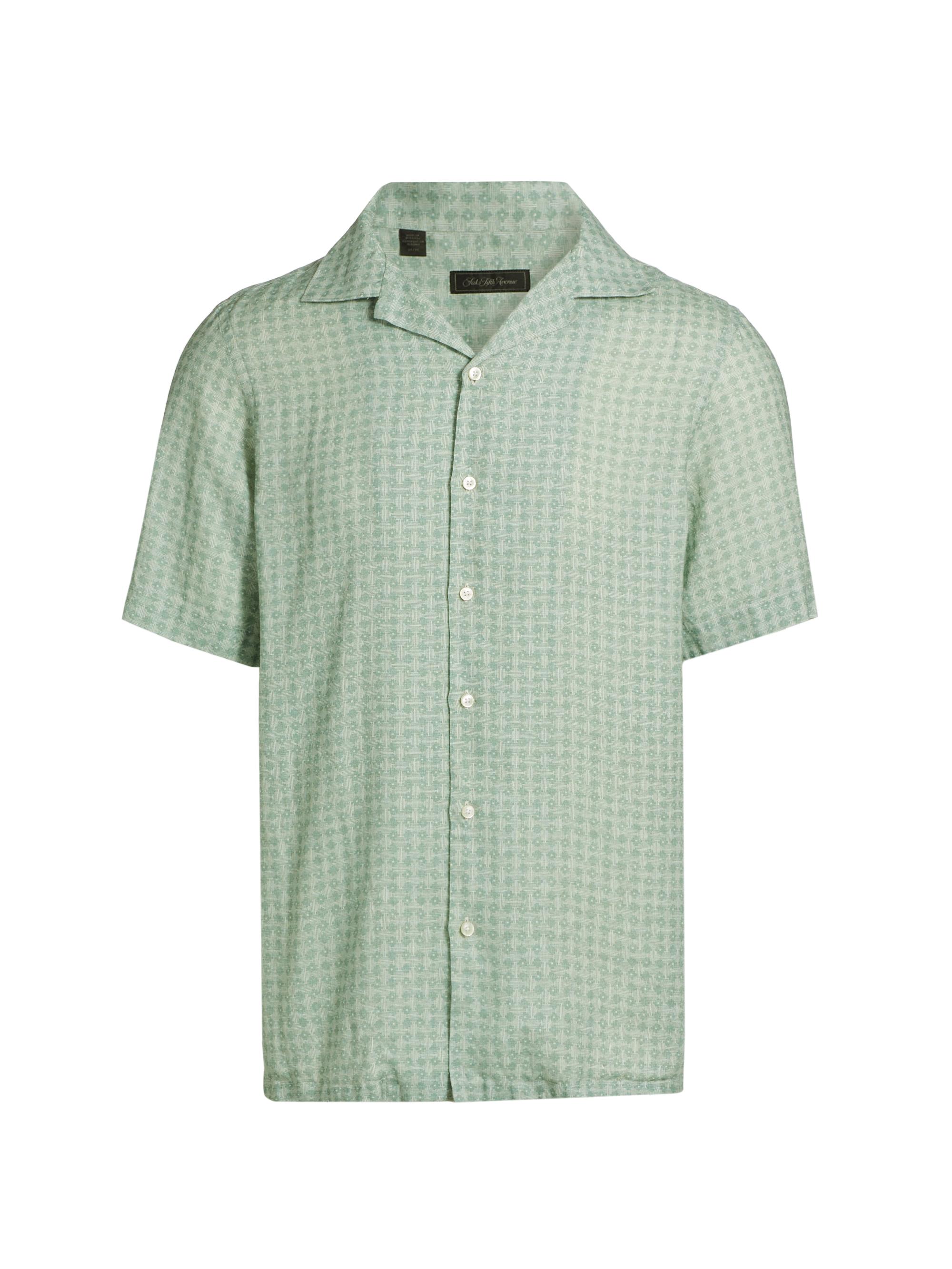 Saks Fifth Avenue Men's COLLECTION Geometric Linen Camp Shirt - Green