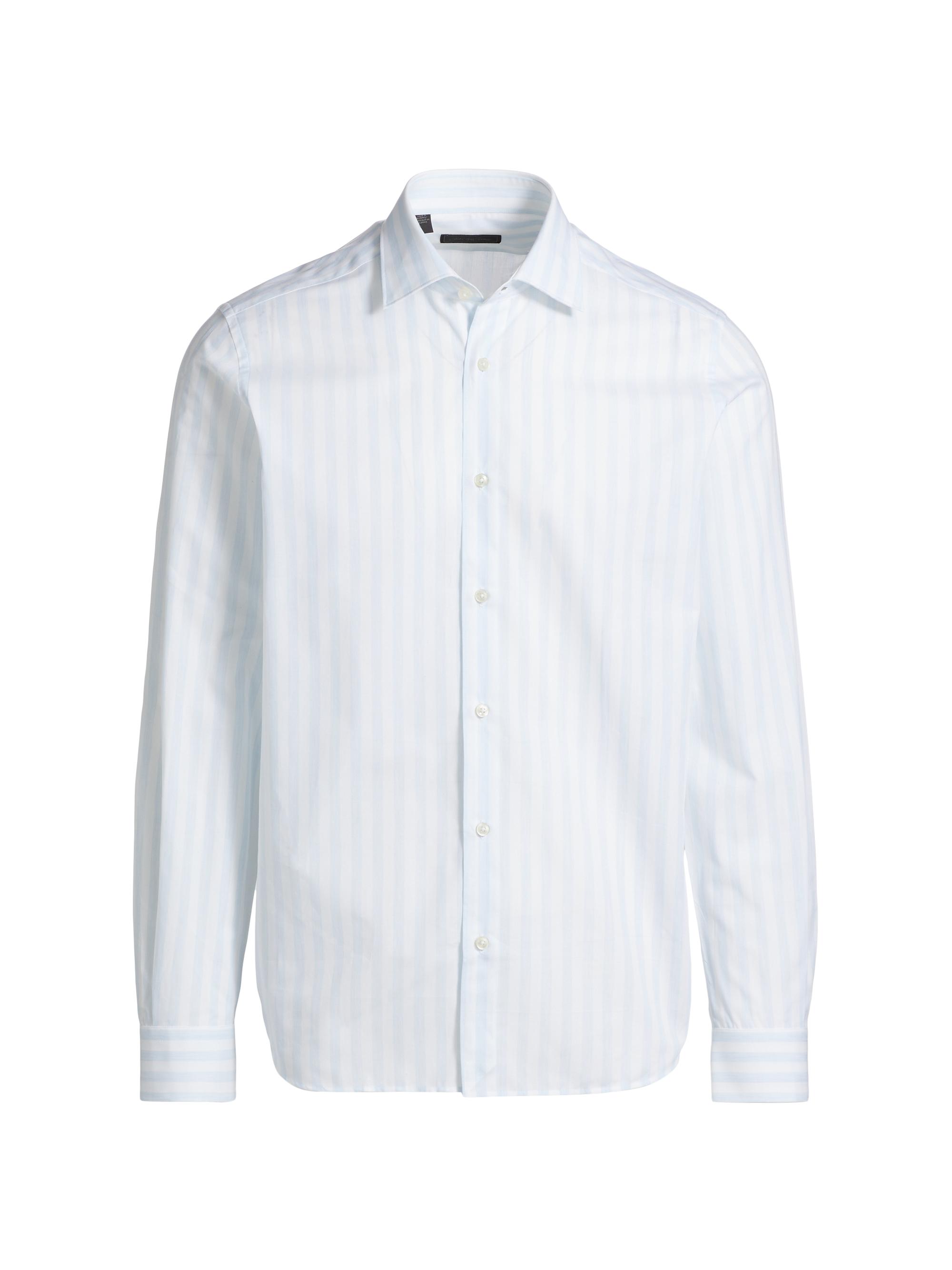 Saks Fifth Avenue Men's COLLECTION Striped Button-Front Shirt - Light Blue