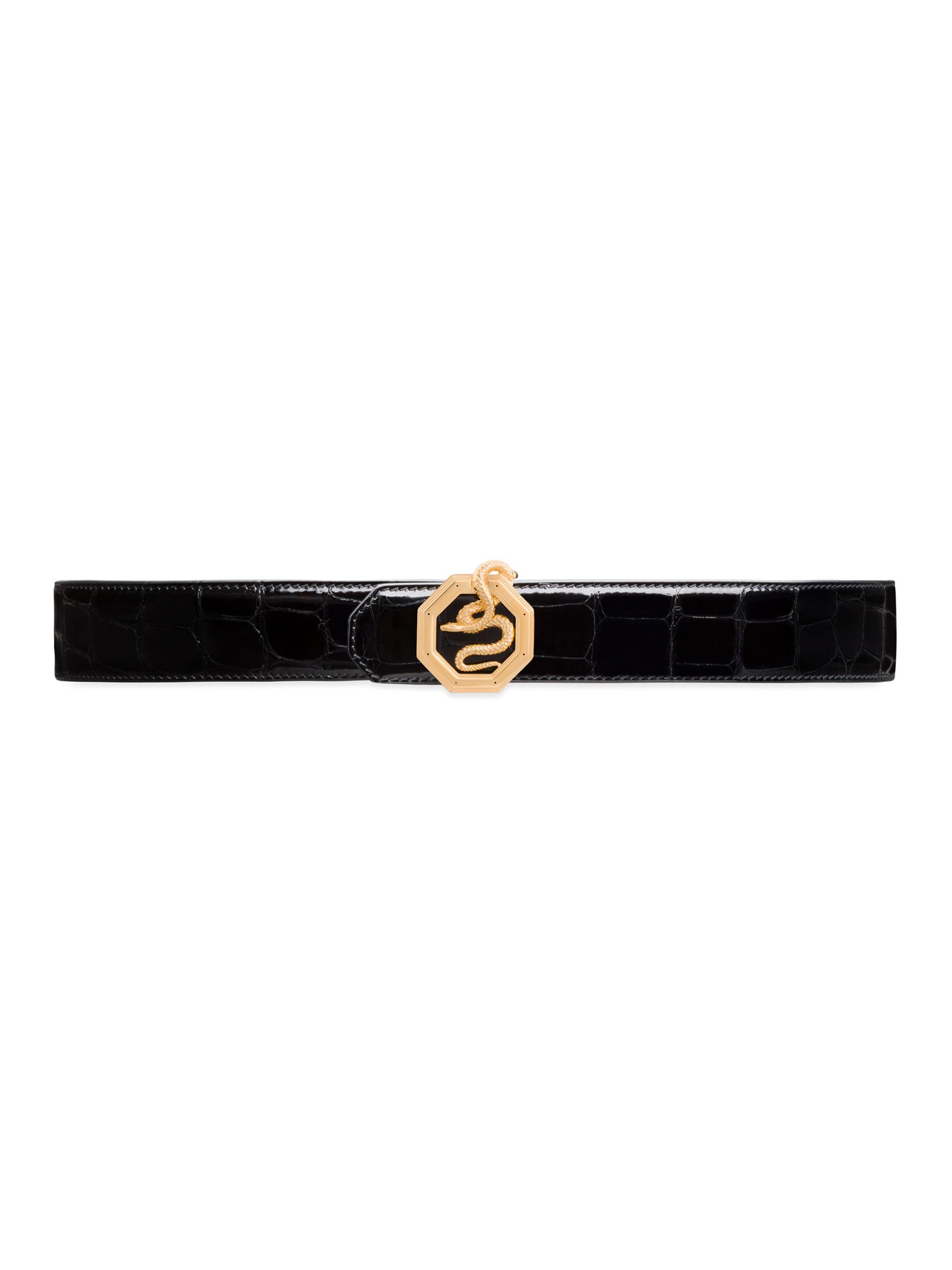 Stefano Ricci Men's Crocodile Leather Belt - Black