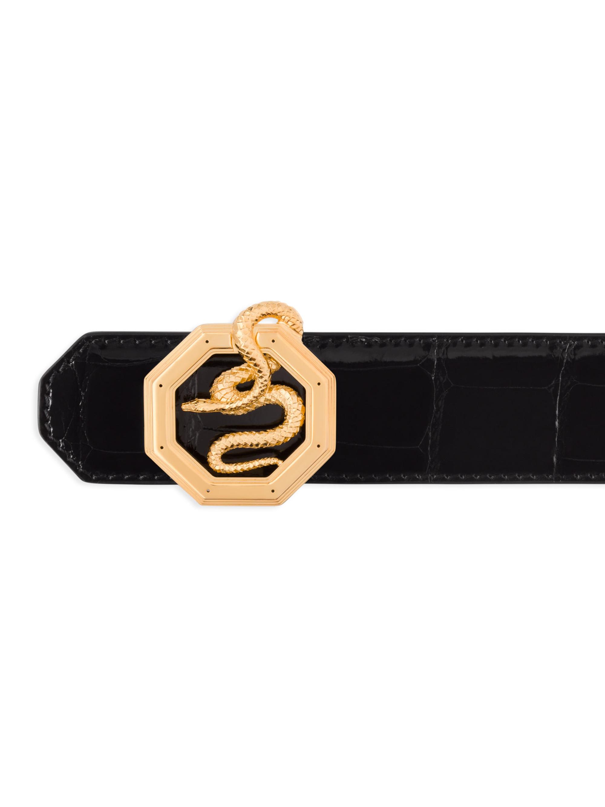 美品 Stefano Ricci ブラッシュドアリゲーターレザーブラックベルト Stefano Ricci Leather Belt | Saks Fifth Avenue