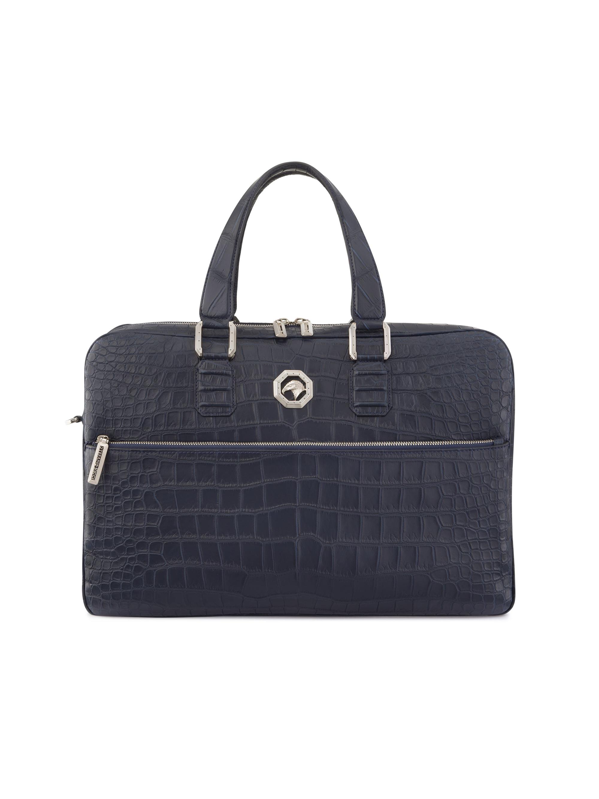 Stefano Ricci Men's Matted Crocodile Leather Briefcase - Blue