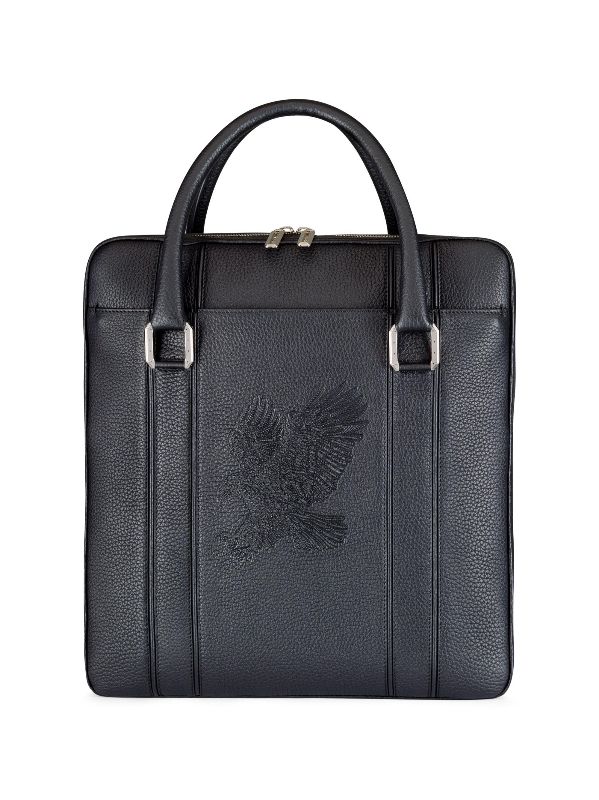 Stefano Ricci Men's Calfskin Leather Messenger Bag - Black